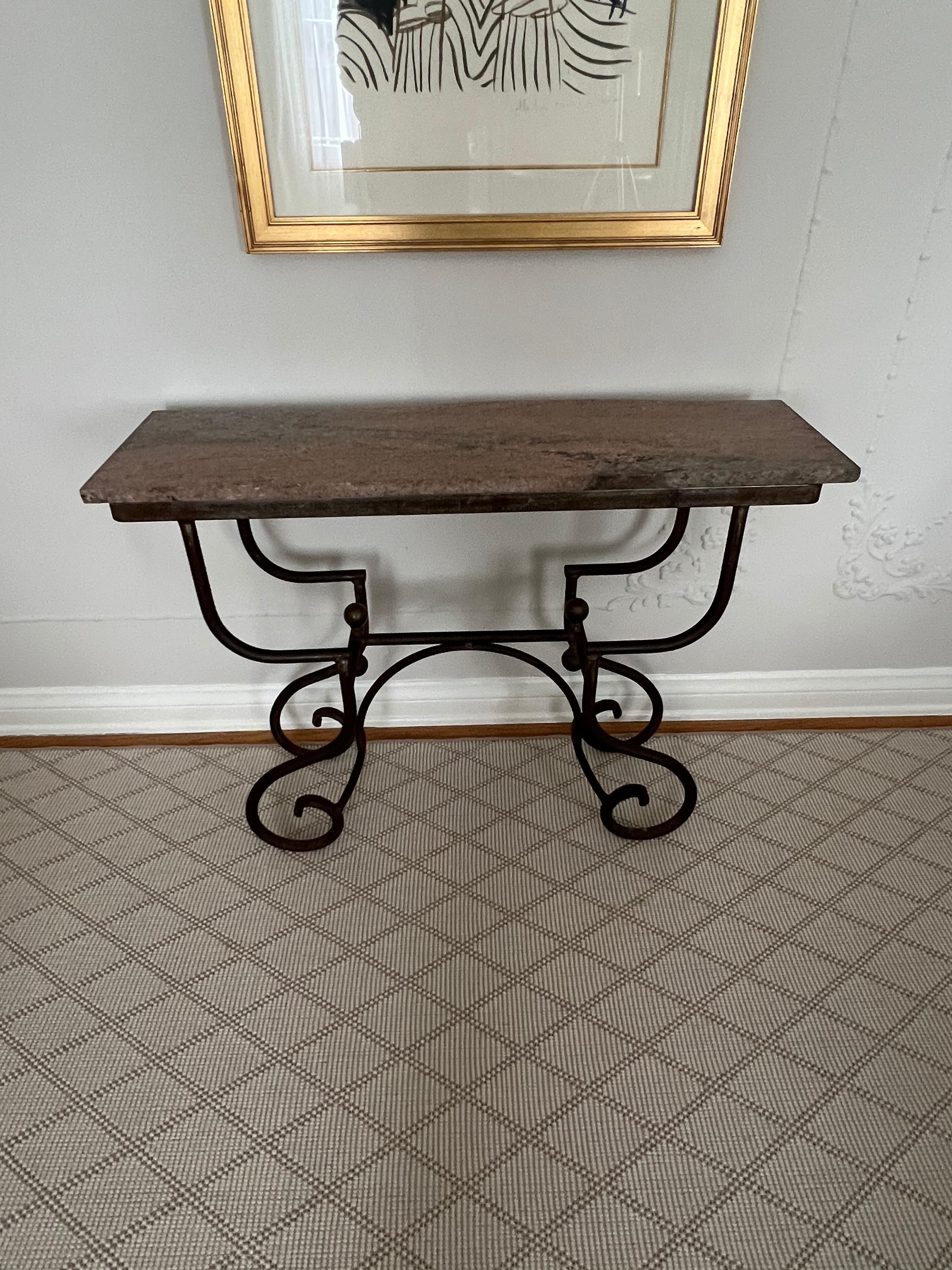 Industrial Bronze and Marble Baker's Table
