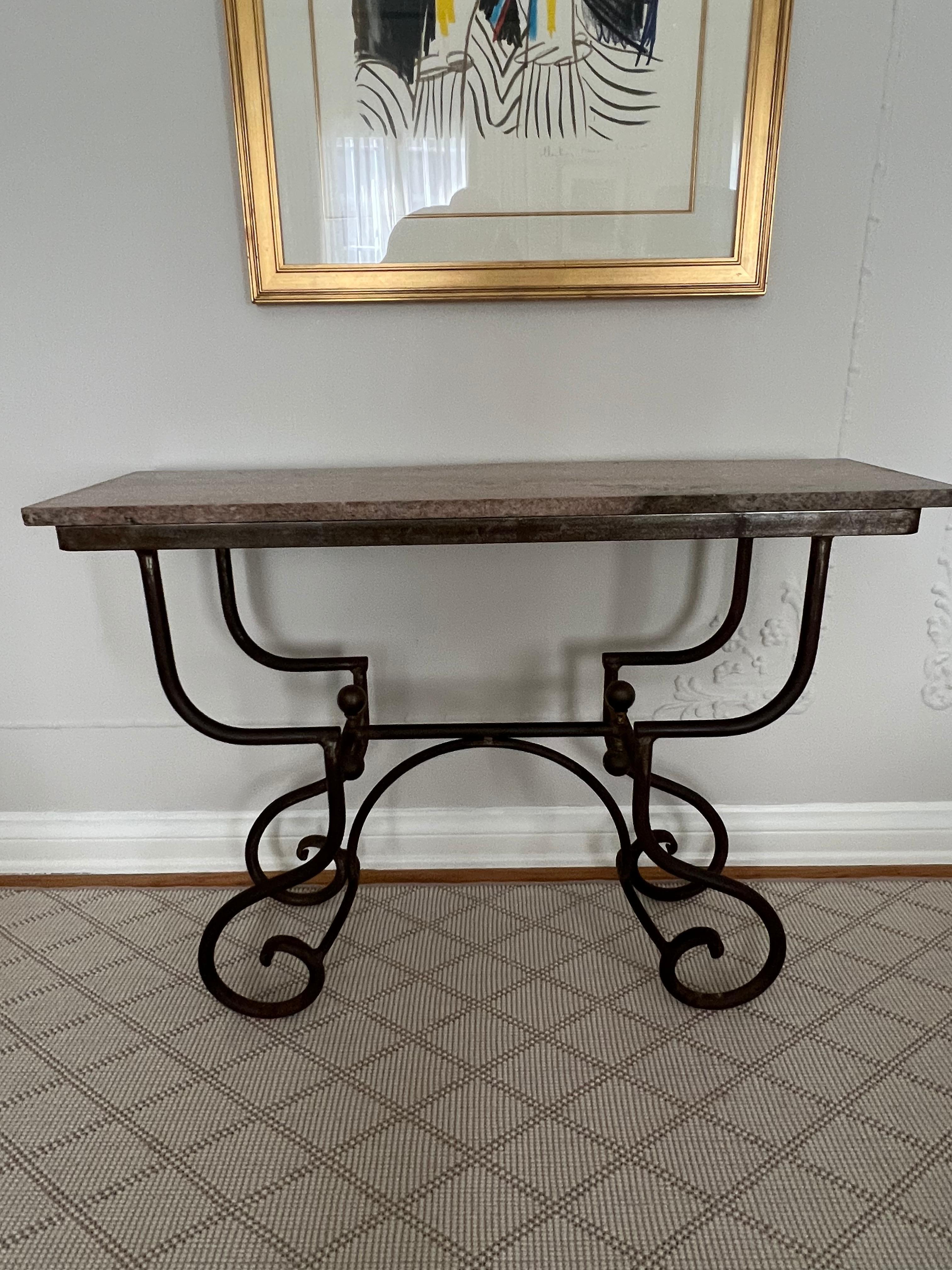 Bronze and Marble Baker's Table In Good Condition In Los Angeles, CA