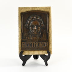 Plaque Beethoven en bronze et marbre