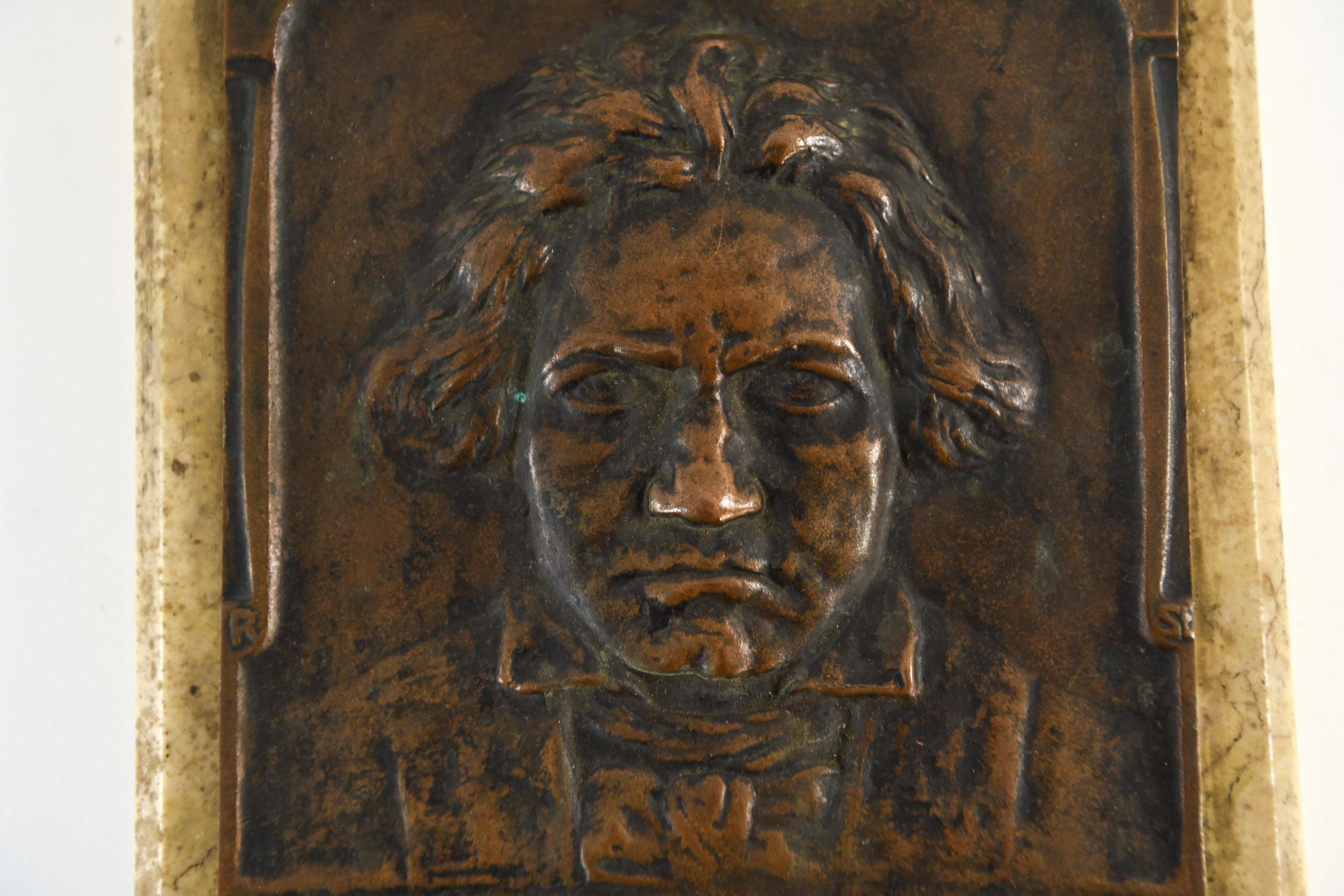 Bronze and Marble Beethoven Plaque 1