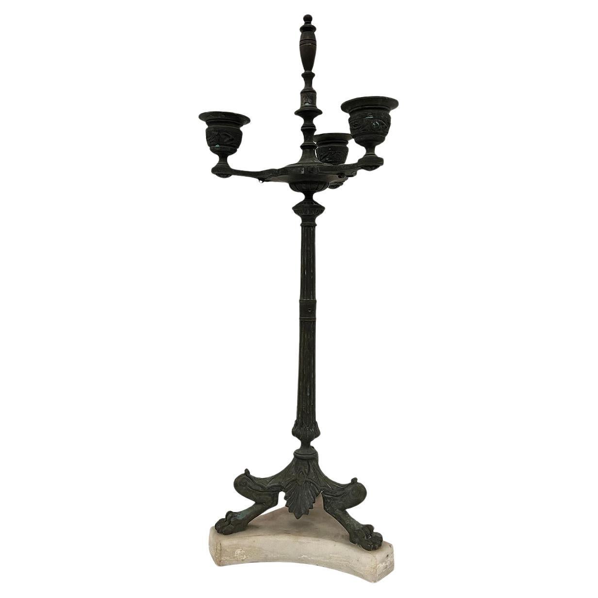 Chandelier en bronze et marbre