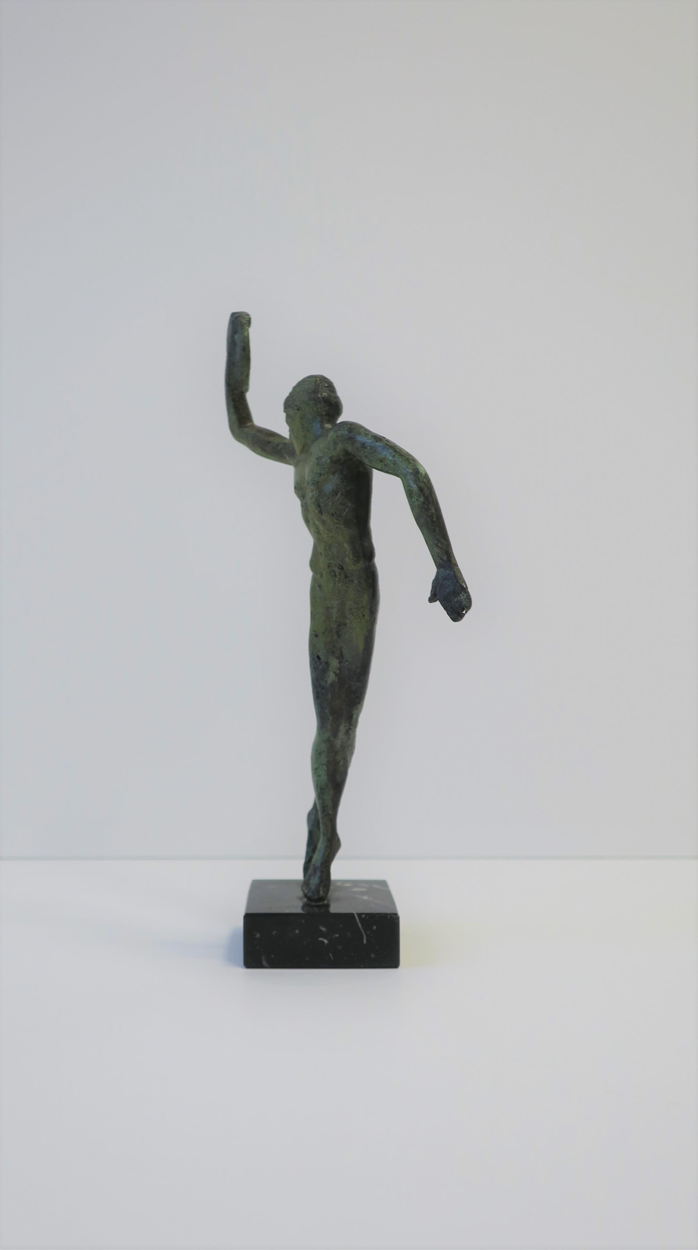 20th Century Bronze and Marble Classical Greek Male Figurative Sculpture