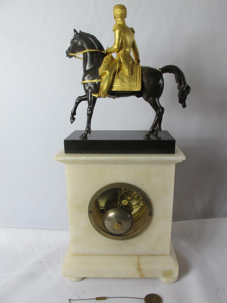Empire Bronze and Marble Clock For Sale