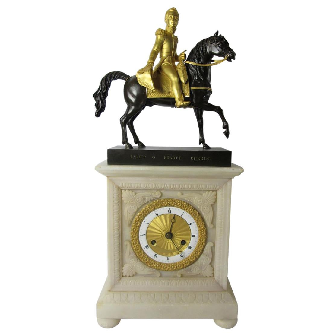 Bronze and Marble Clock For Sale