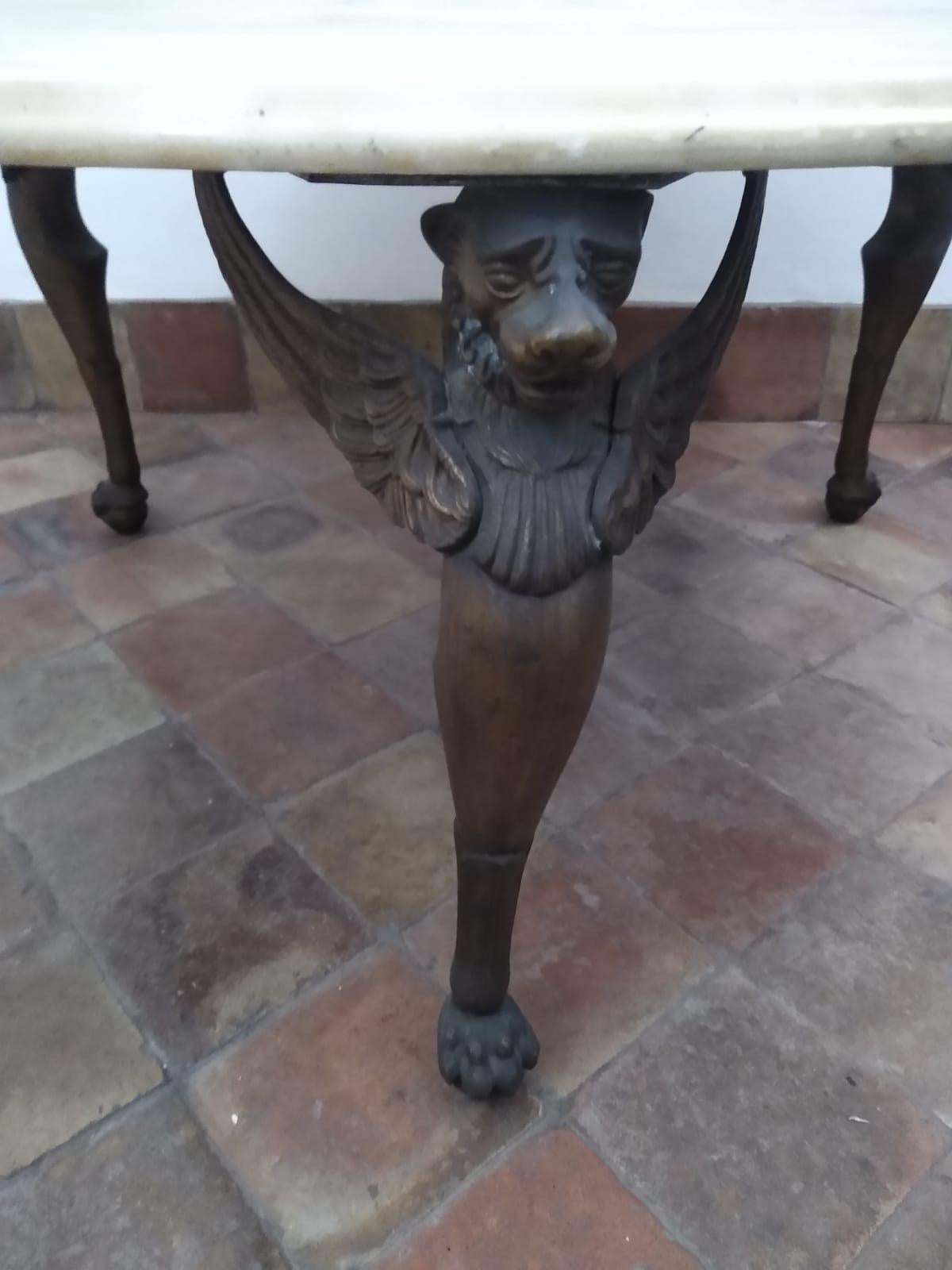 Italian Bronze and Marble Coffee Table, Italy 1940s For Sale
