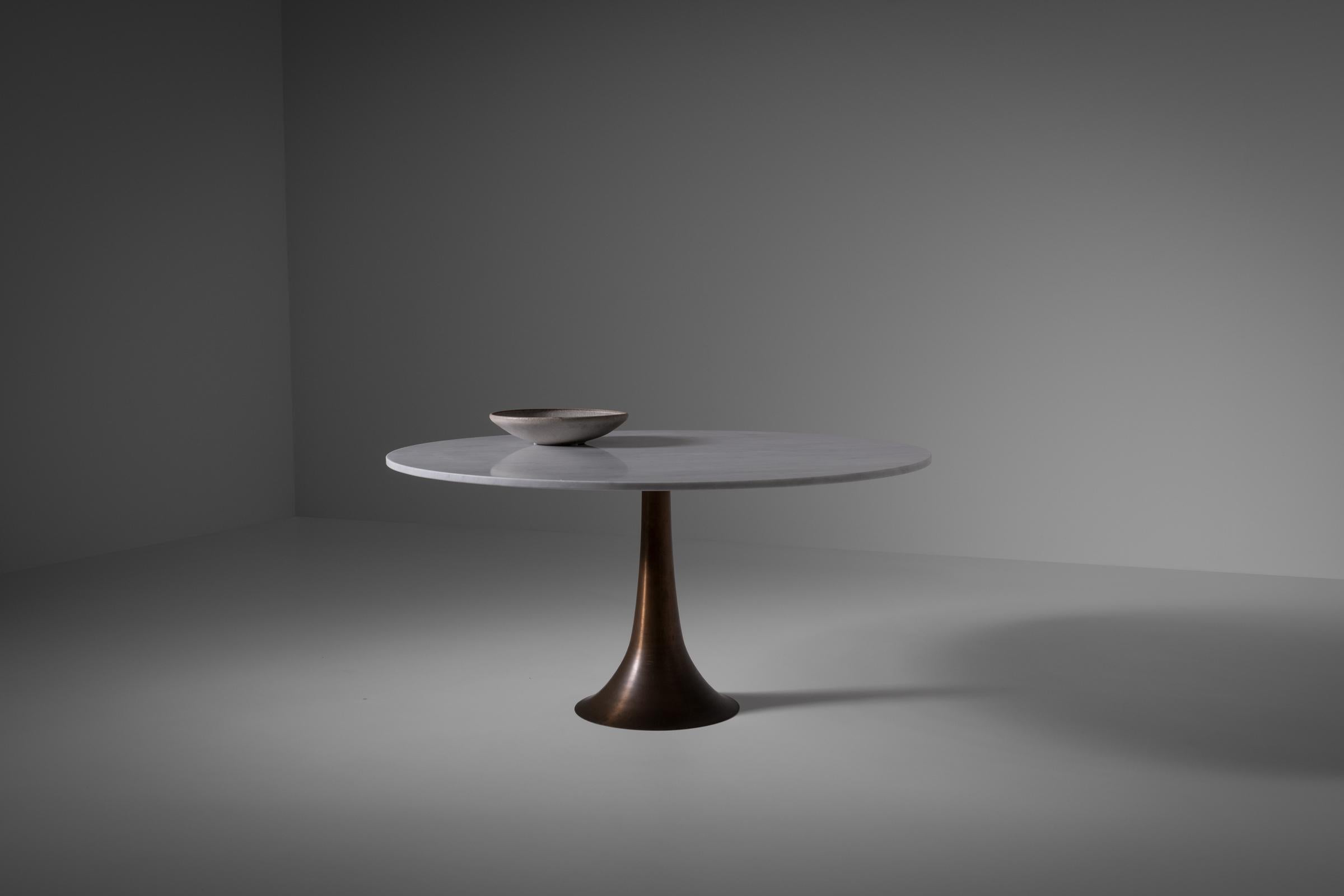 Bronze and Marble Dining Table Mod. 302 by Angelo Mangiarotti for Bernini, Italy 4