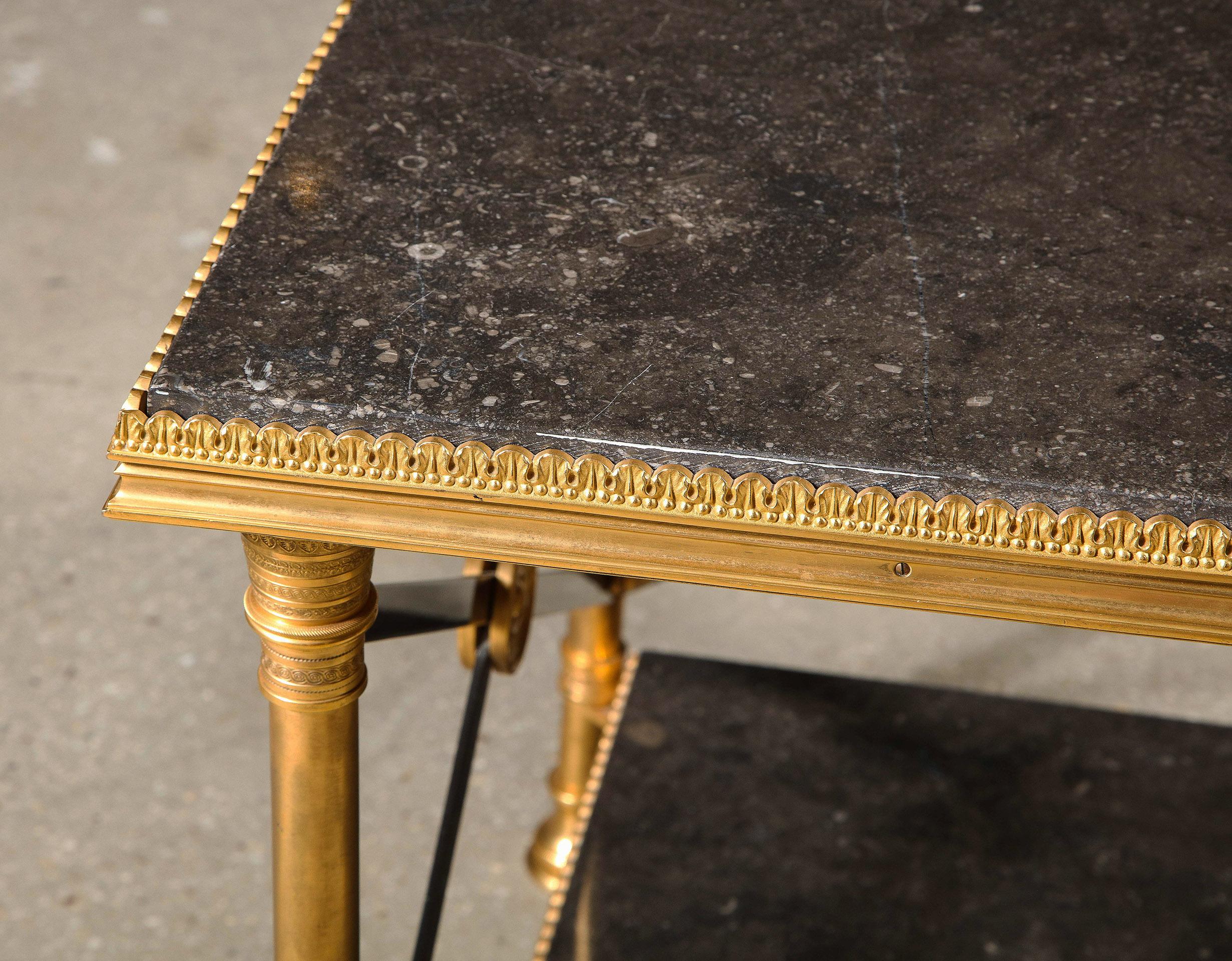 Bronze and Marble End Table by Maison Jansen For Sale 1