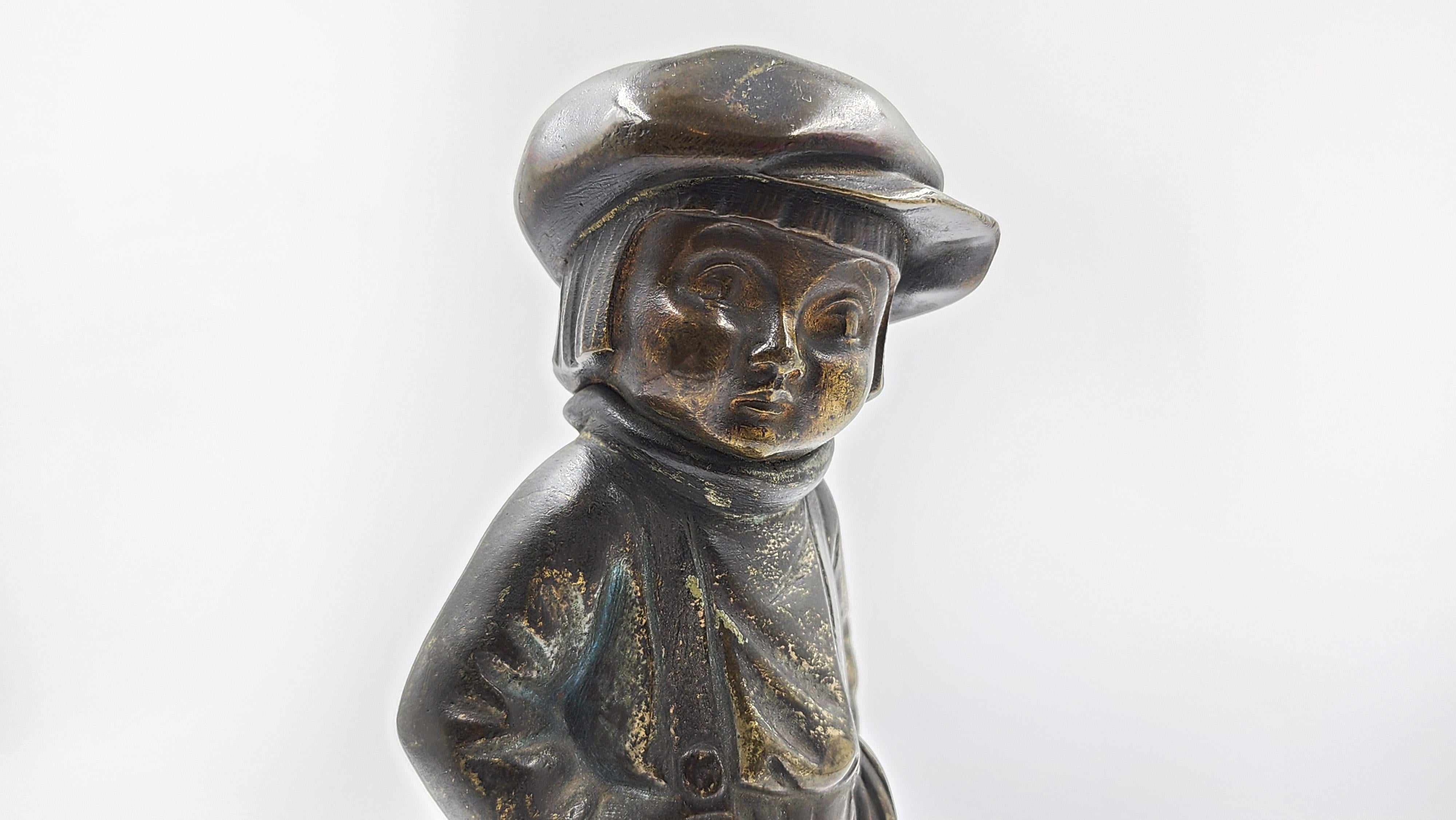 Francese Figura in bronzo e marmo da Molin in vendita