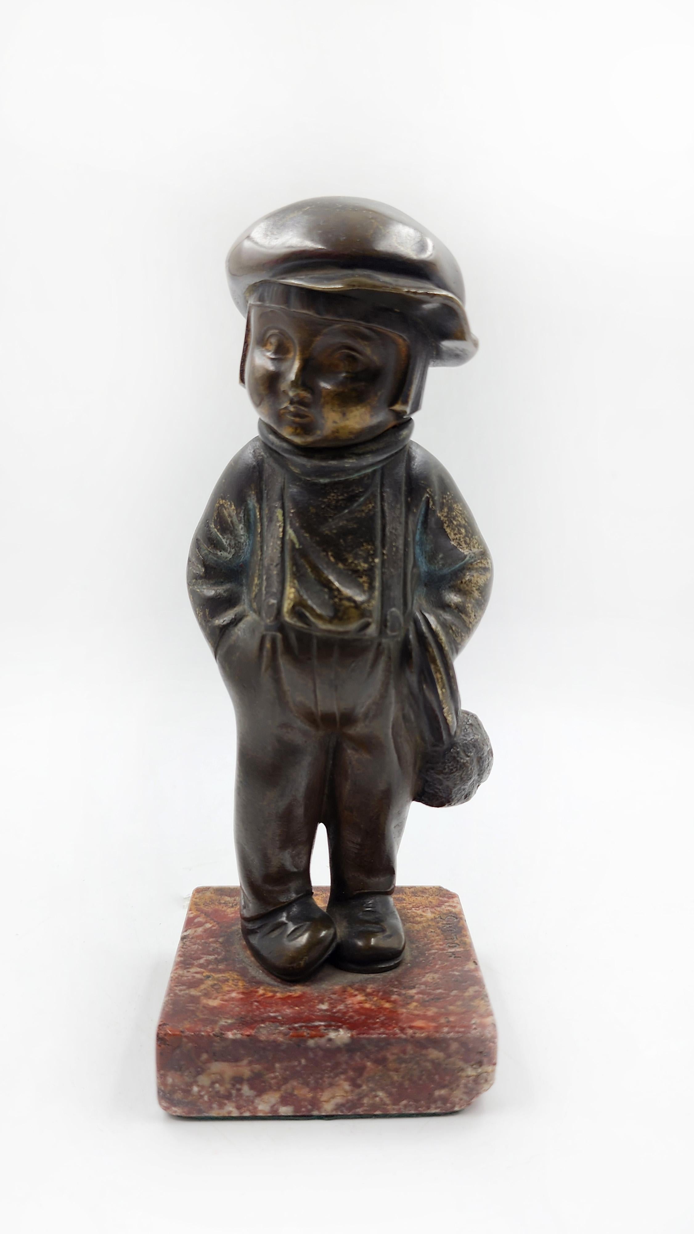 Fatto a mano Figura in bronzo e marmo da Molin in vendita