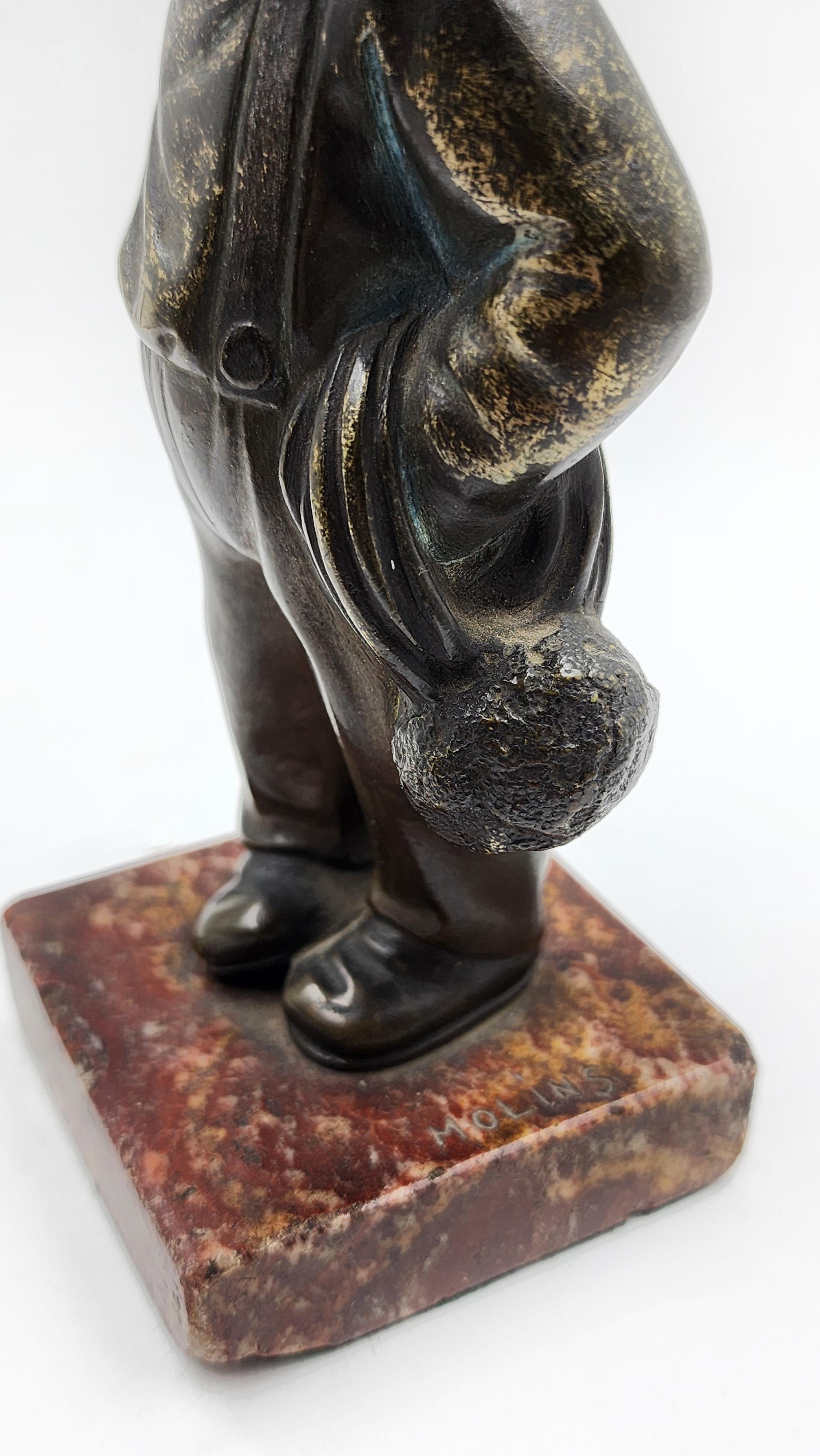 Figura in bronzo e marmo da Molin In condizioni buone in vendita a Autonomous City Buenos Aires, CABA
