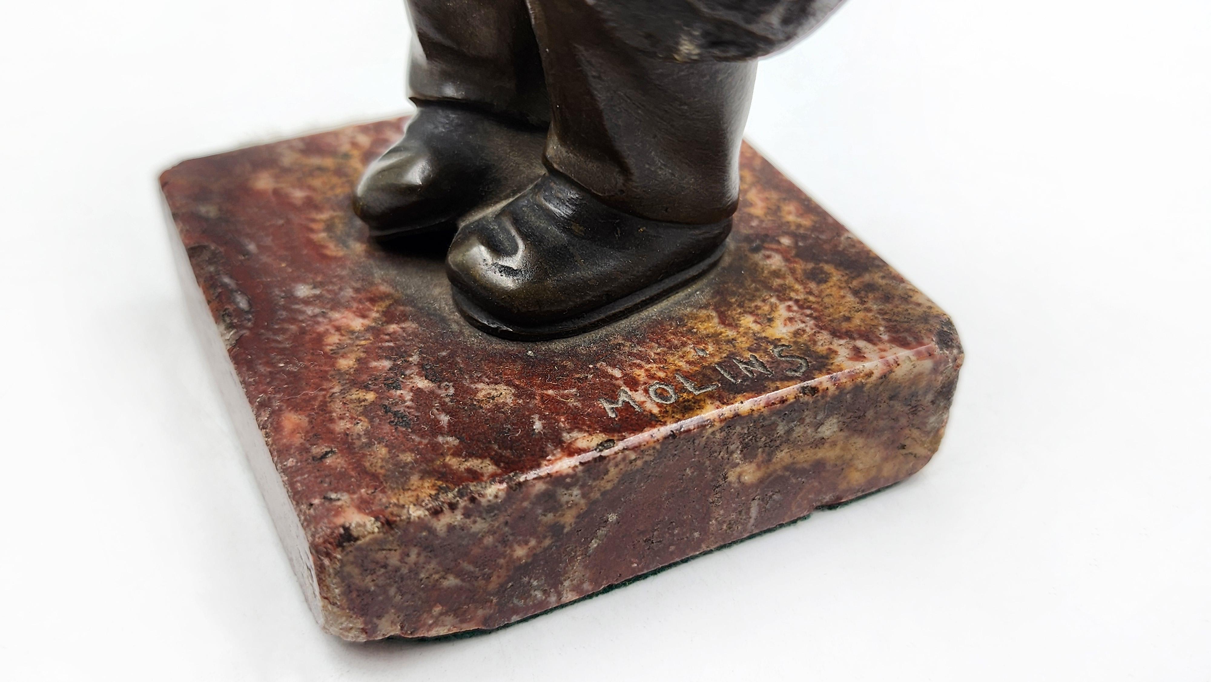 XX secolo Figura in bronzo e marmo da Molin in vendita
