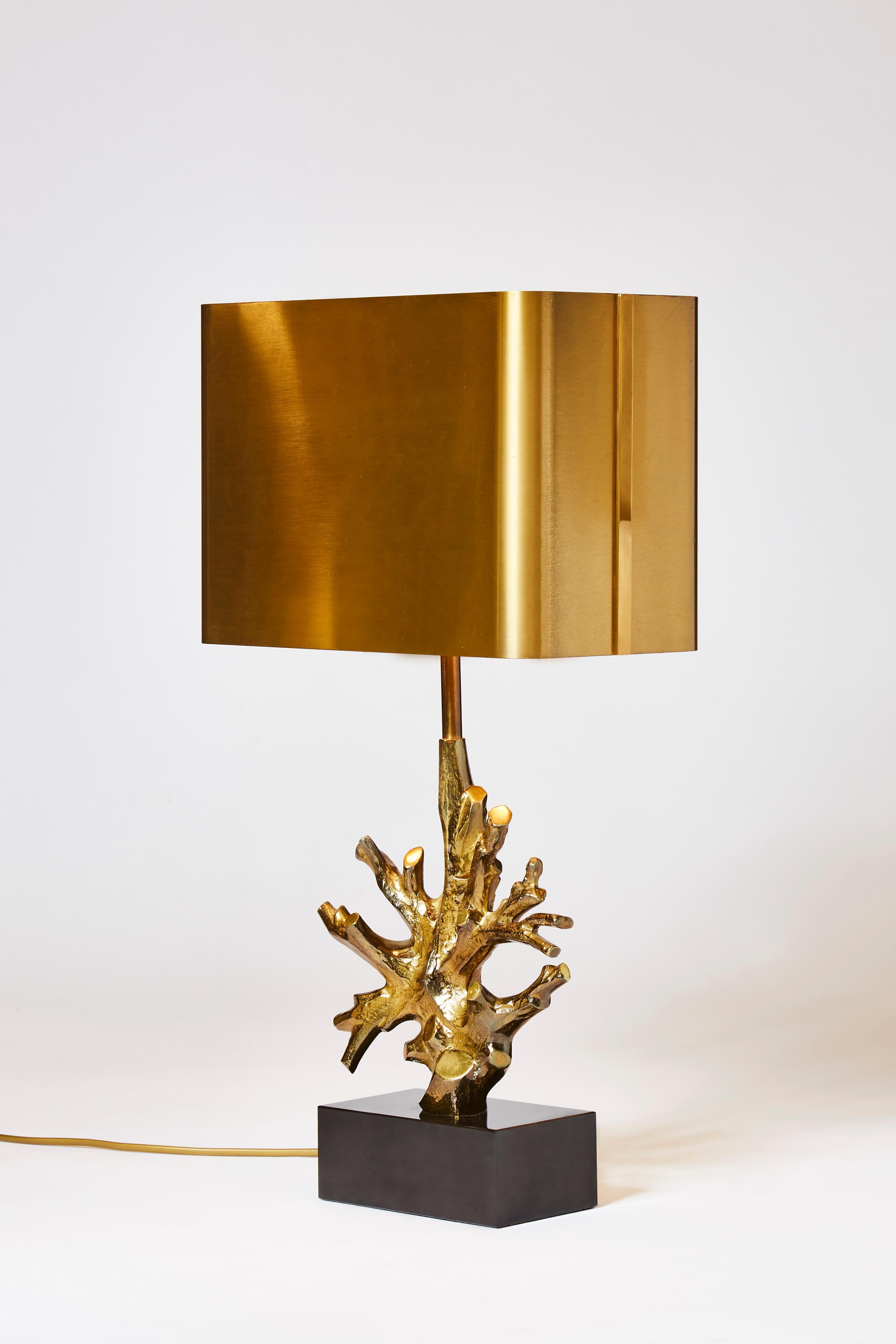 Mid-Century Modern Bronze and Marble Maison Charles Coral Lamp