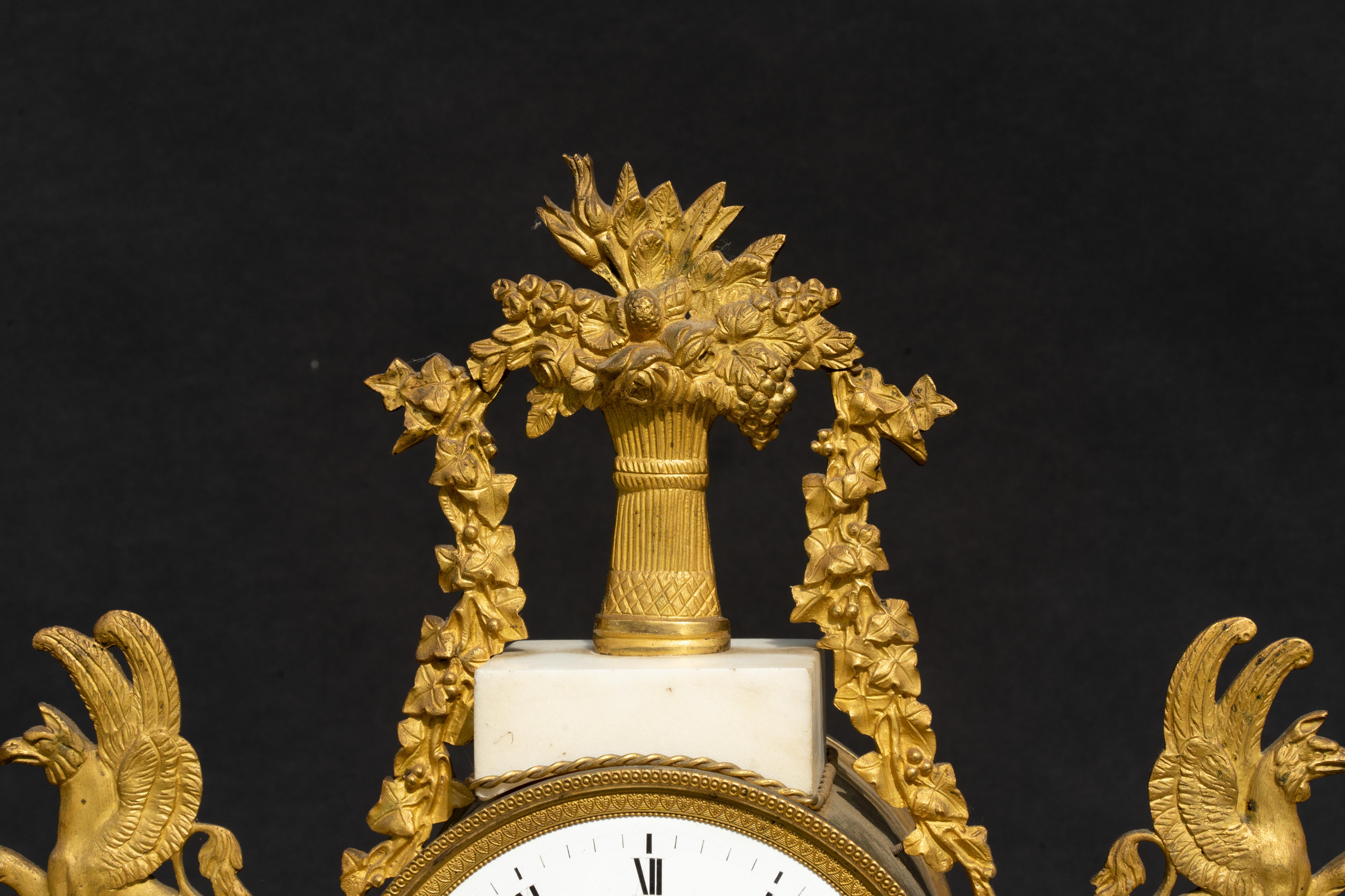 Bronze and Marble Mantel Clock For Sale 1