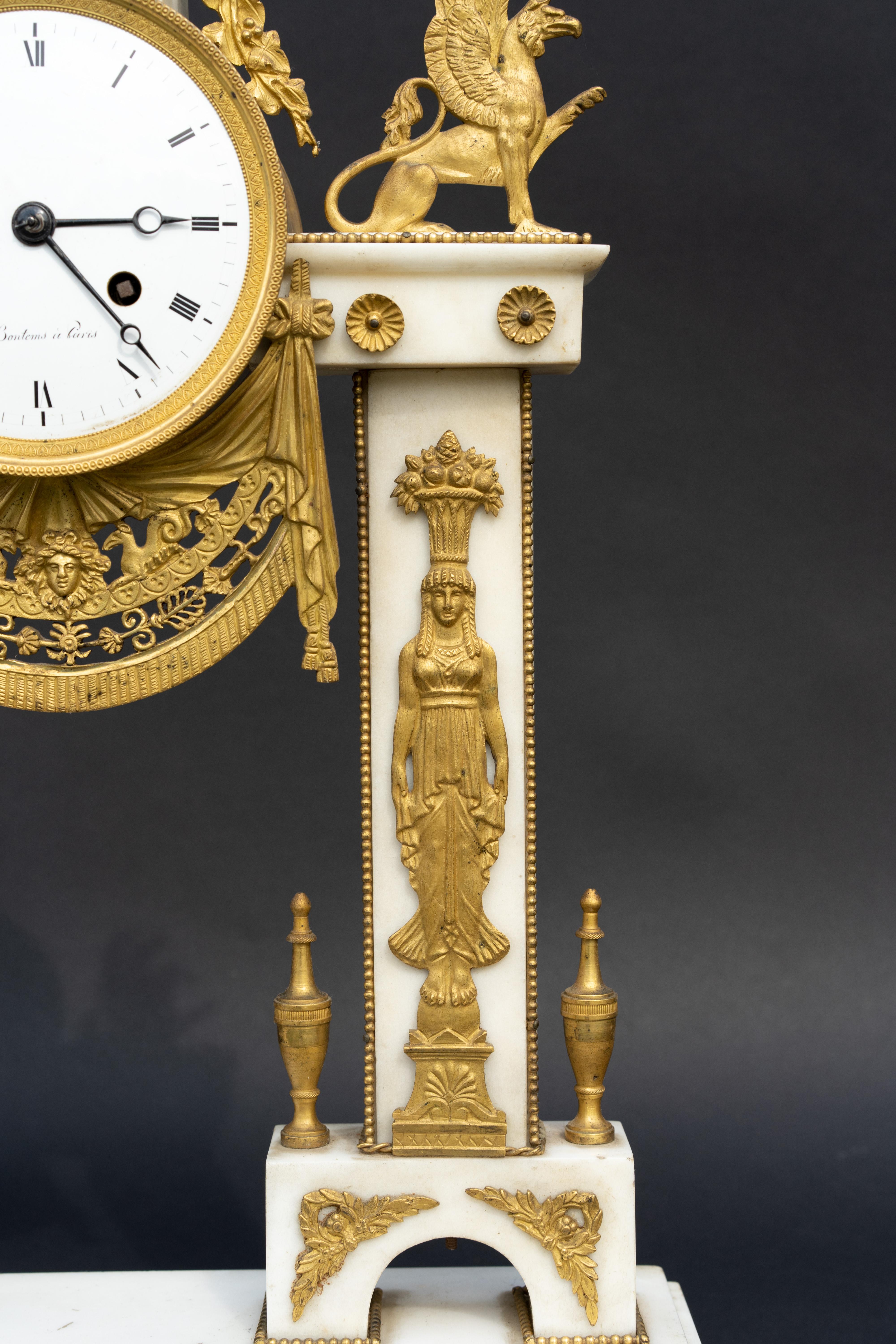 Bronze and Marble Mantel Clock For Sale 2