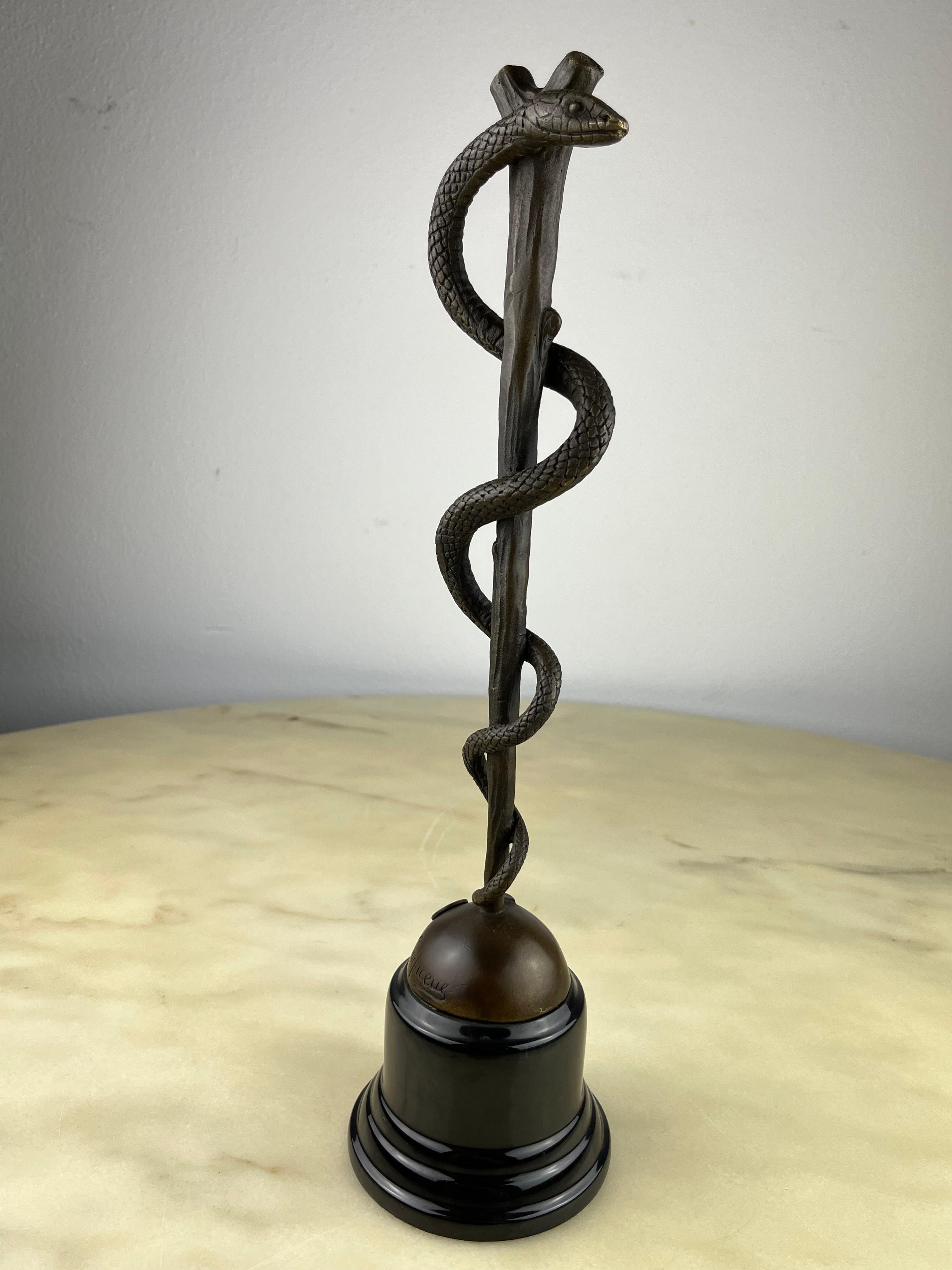 Other Bronze and Marble Rod of Aesculapius, France, 1990s For Sale