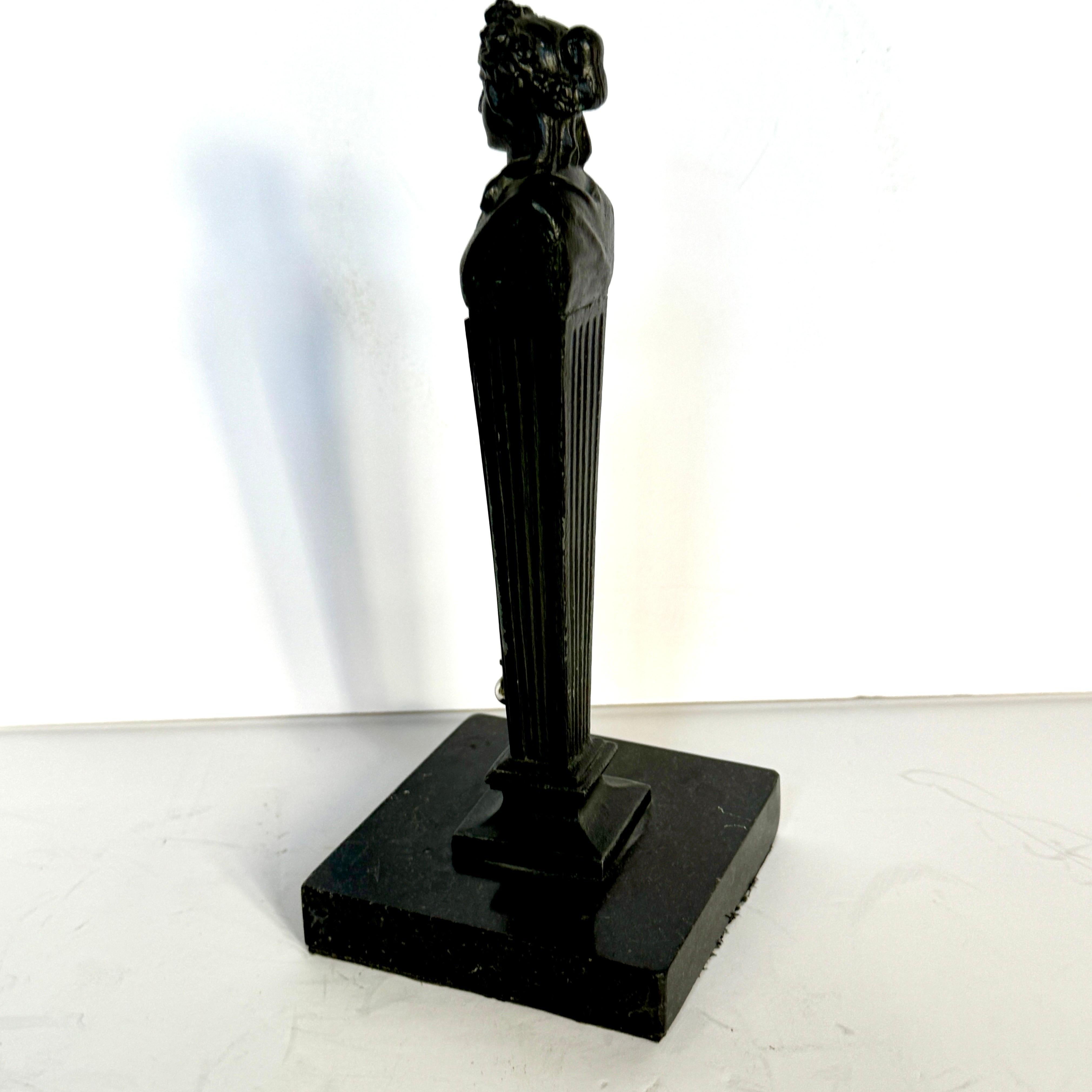 Bronze and Marble Sculpture With Bust Desk Thermometer For Sale 6