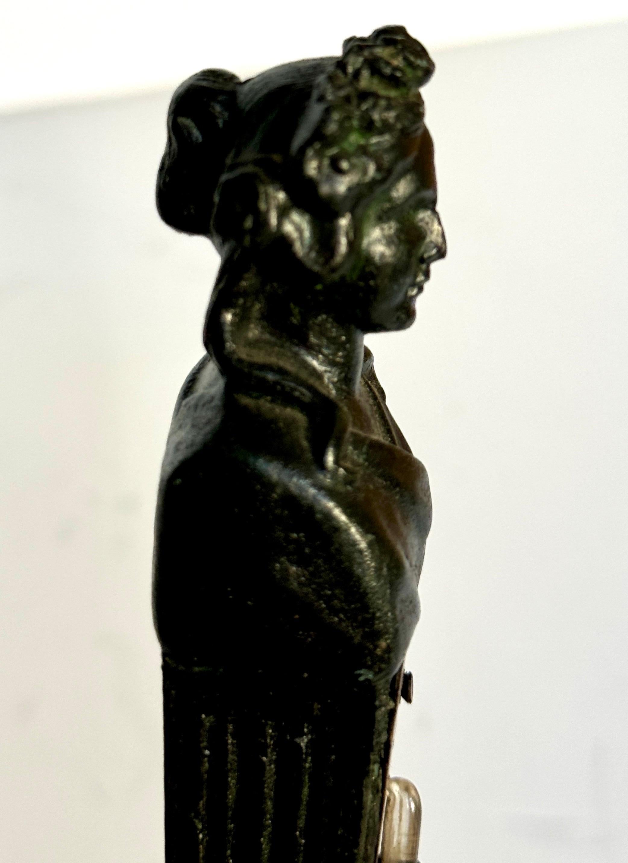 Bronze and Marble Sculpture With Bust Desk Thermometer For Sale 7