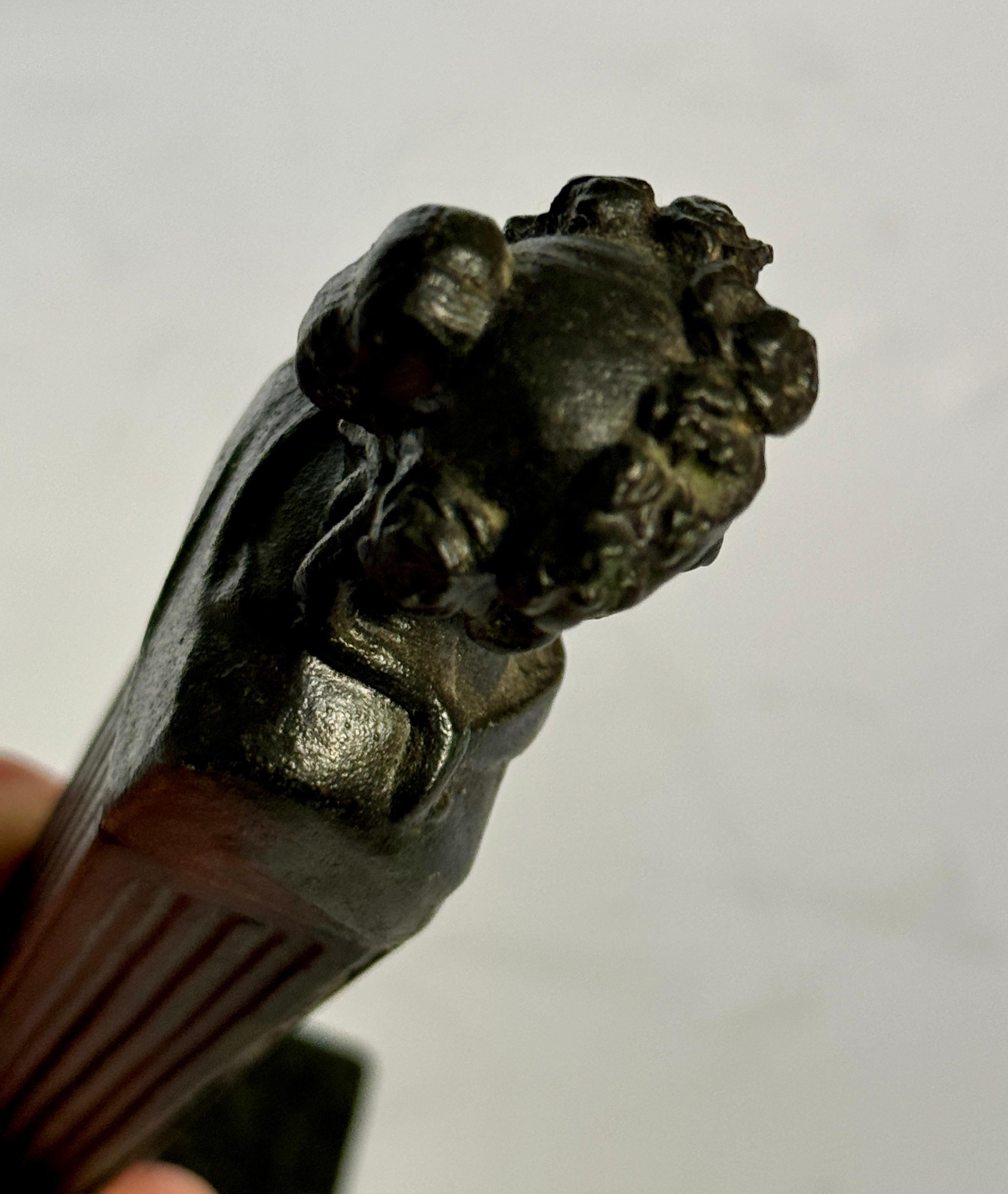 Bronze and Marble Sculpture With Bust Desk Thermometer For Sale 8