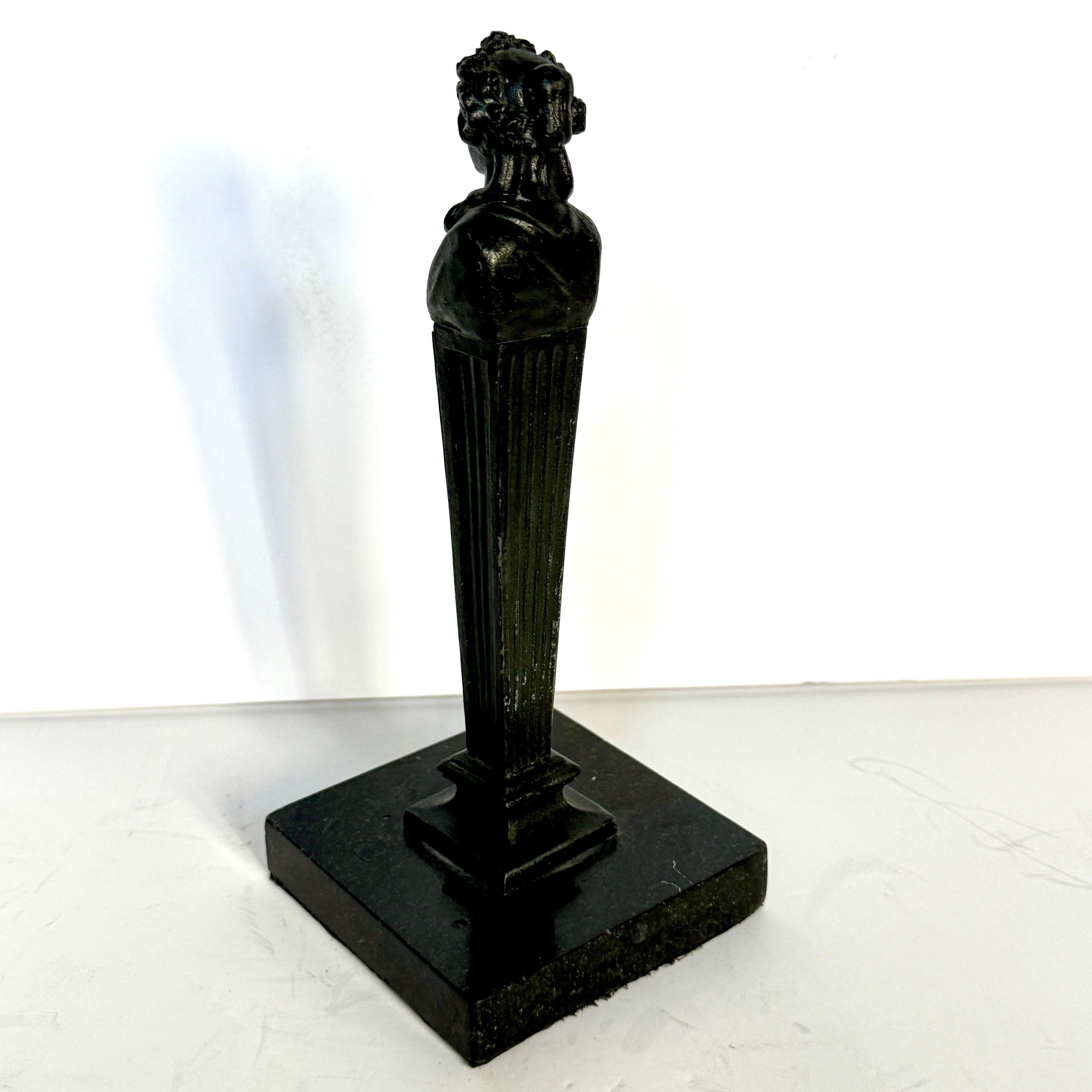 Bronze and Marble Sculpture With Bust Desk Thermometer For Sale 10