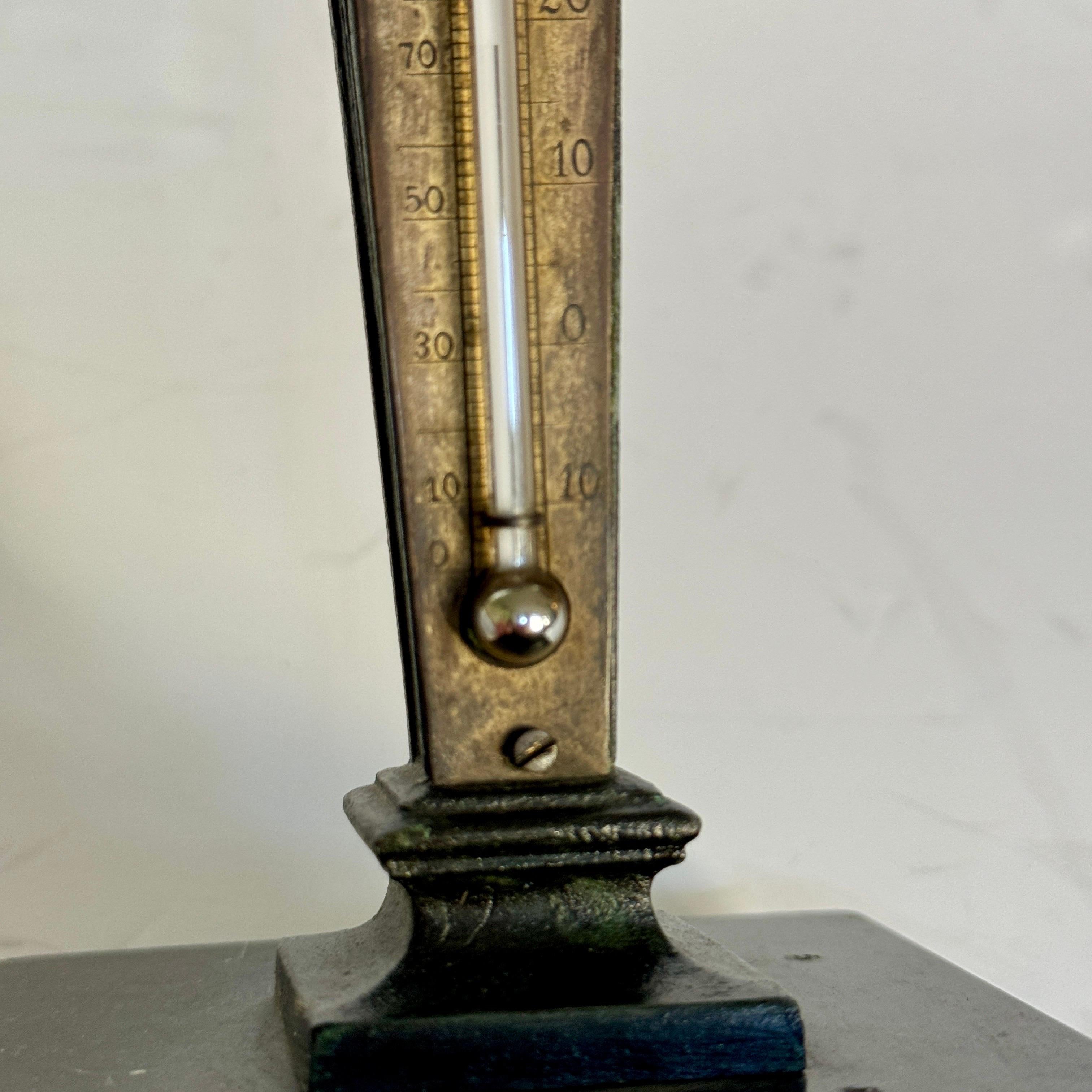 Bronze and Marble Sculpture With Bust Desk Thermometer For Sale 2