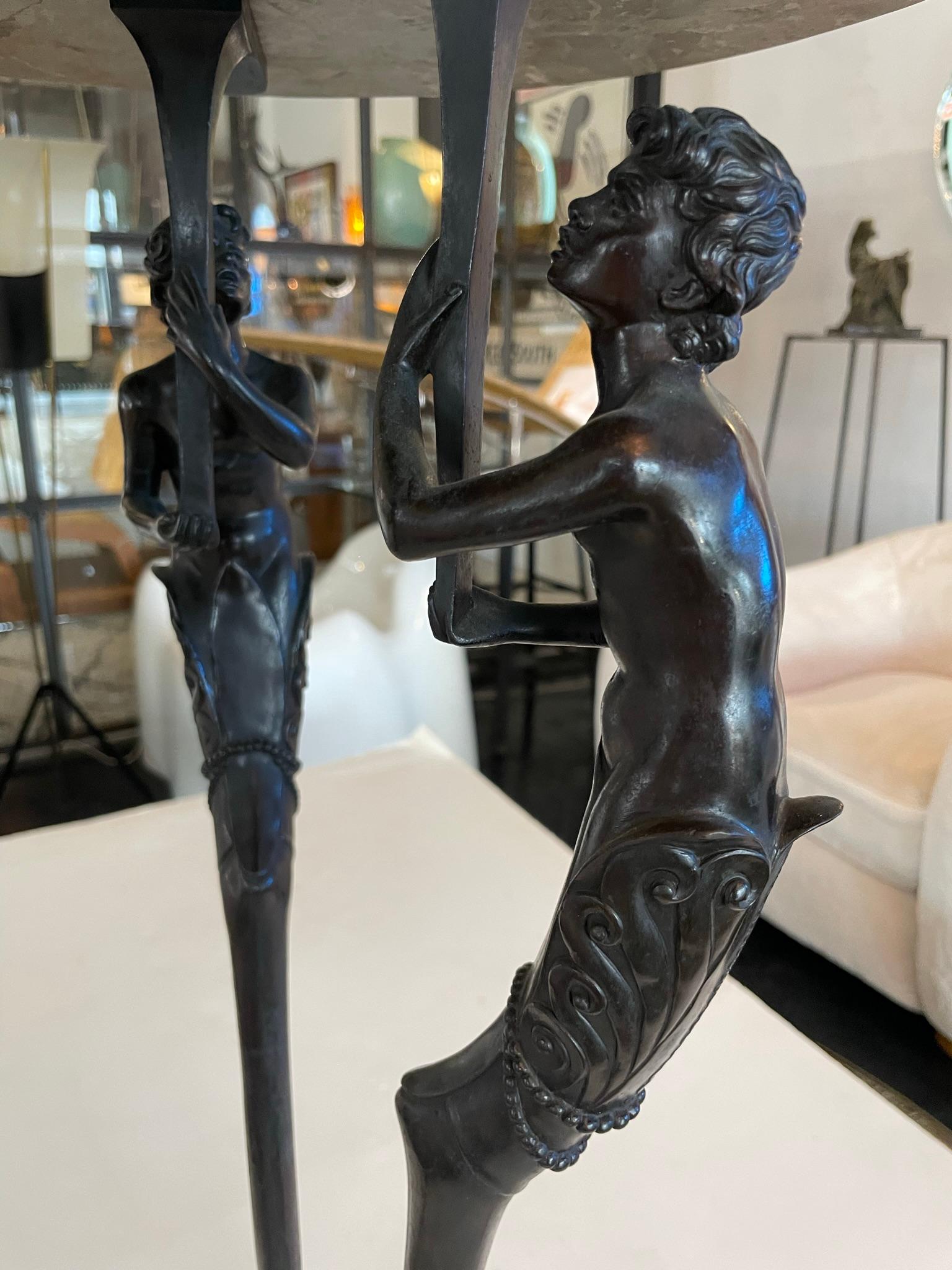 Victorian Bronze and Marble Side Table, circa 1845 For Sale