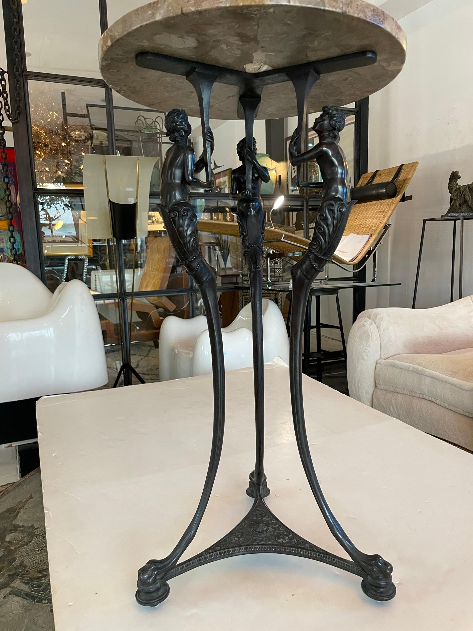Bronze and Marble Side Table, circa 1845 For Sale 2