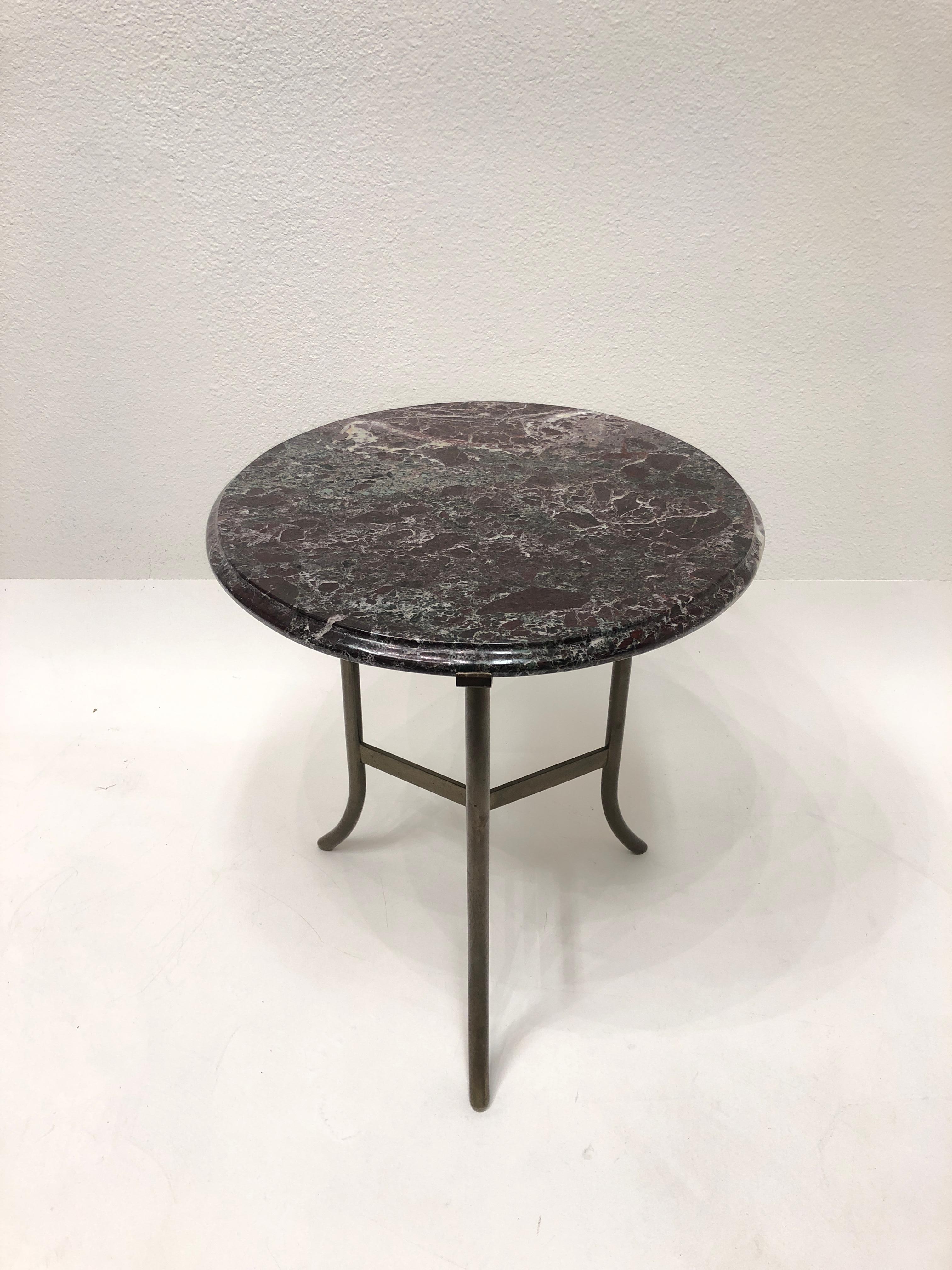 American Bronze and Marble Side Table in the Manner of Cedric Hartman For Sale