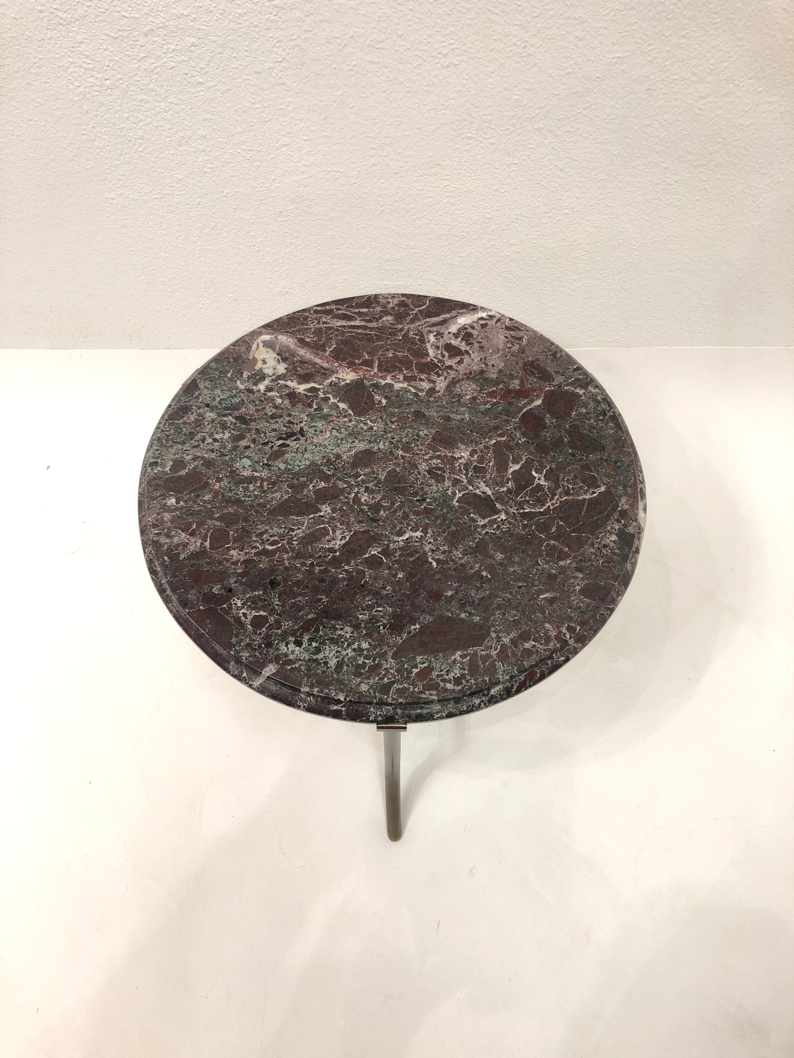 Table d'appoint en bronze et marbre à la manière de Cedric Hartman Bon état - En vente à Palm Springs, CA