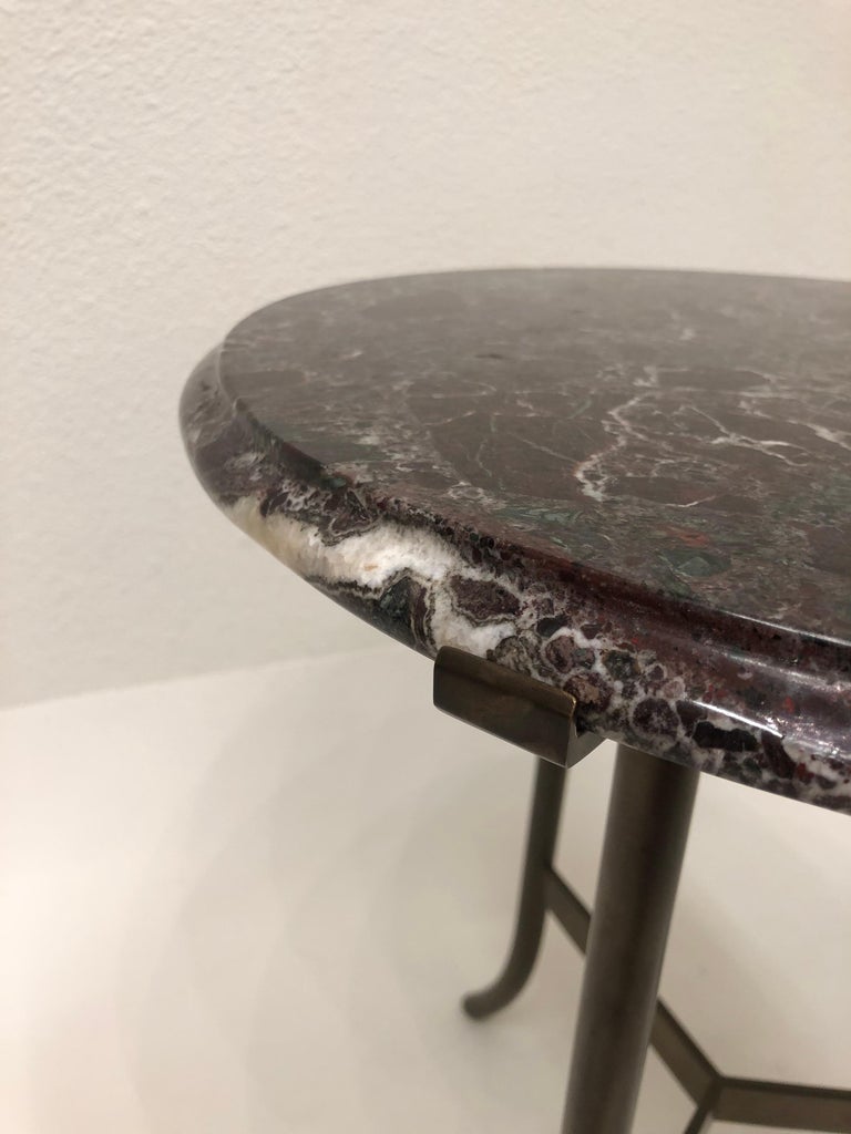 Bronze and Marble Side Table in the Manner of Cedric Hartman For Sale 1