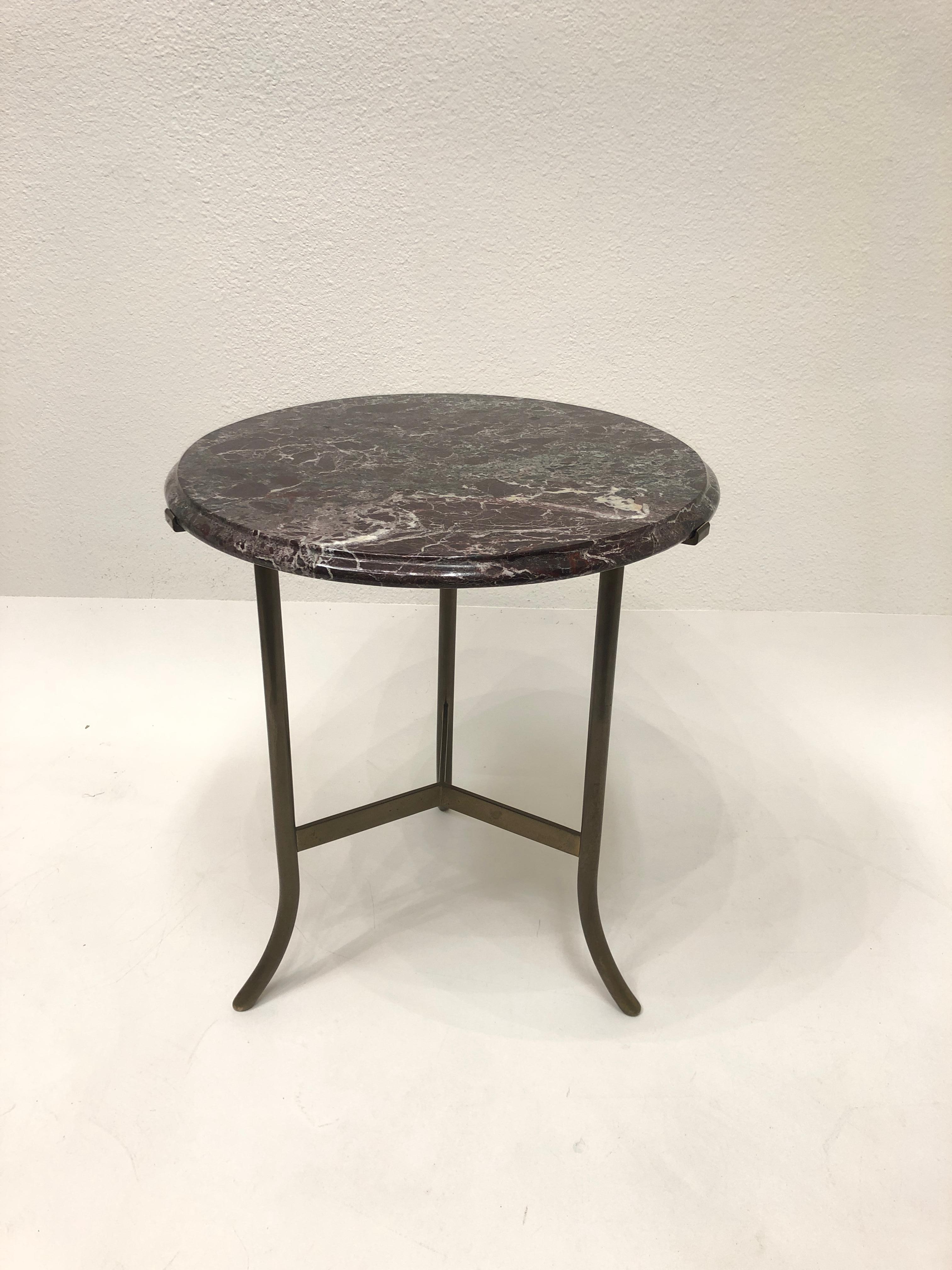 Bronze and Marble Side Table in the Manner of Cedric Hartman For Sale 3