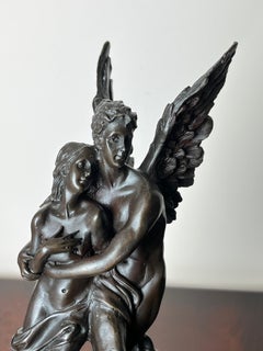Bronze and Marble Statue of Cupid and Psyche, France, 1930s
