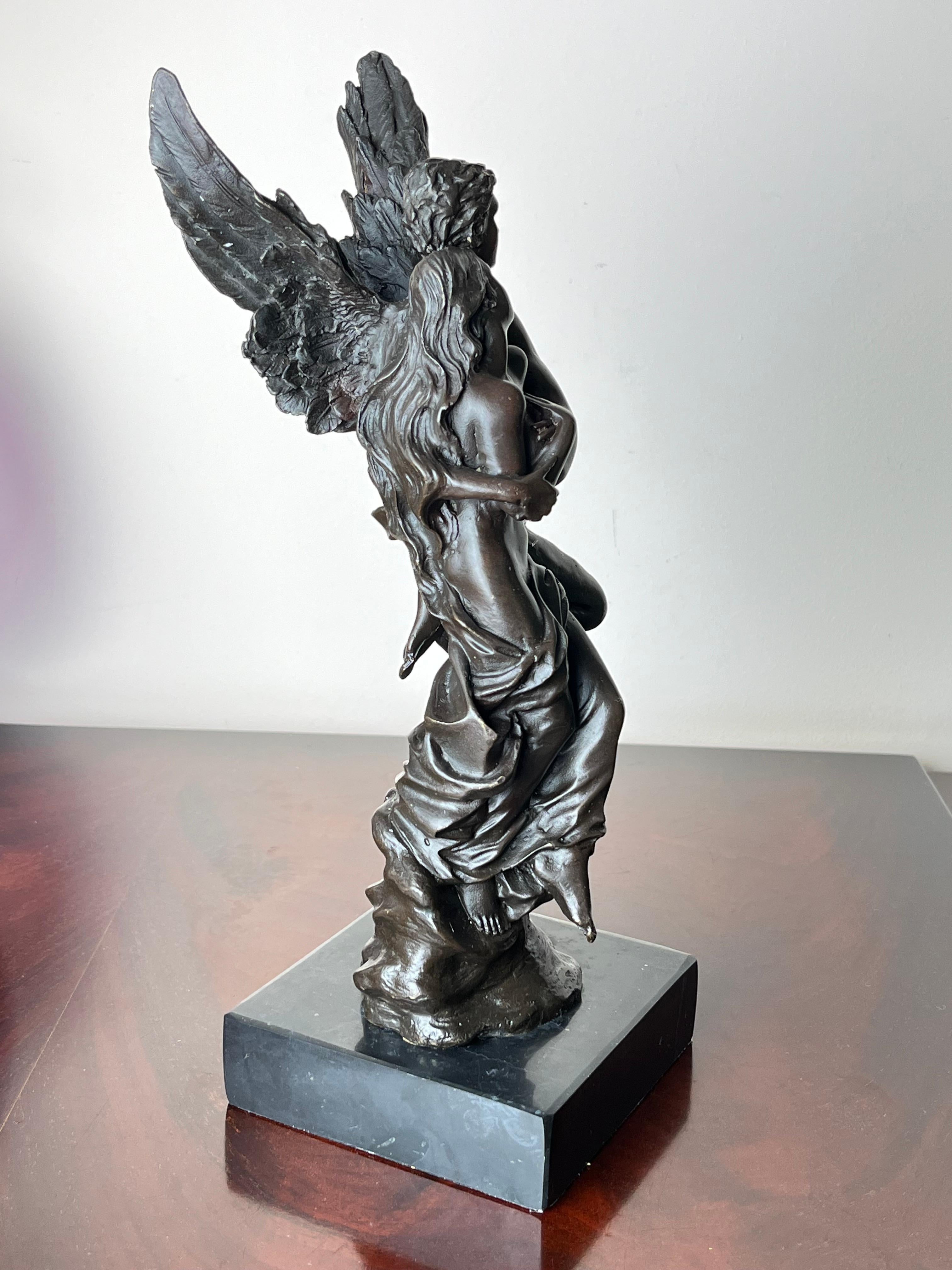 Bronze and Marble Statue of Cupid and Psyche, France, 1930s In Good Condition For Sale In Palermo, IT