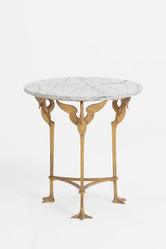 Bronze and Marble Swans Side Table
