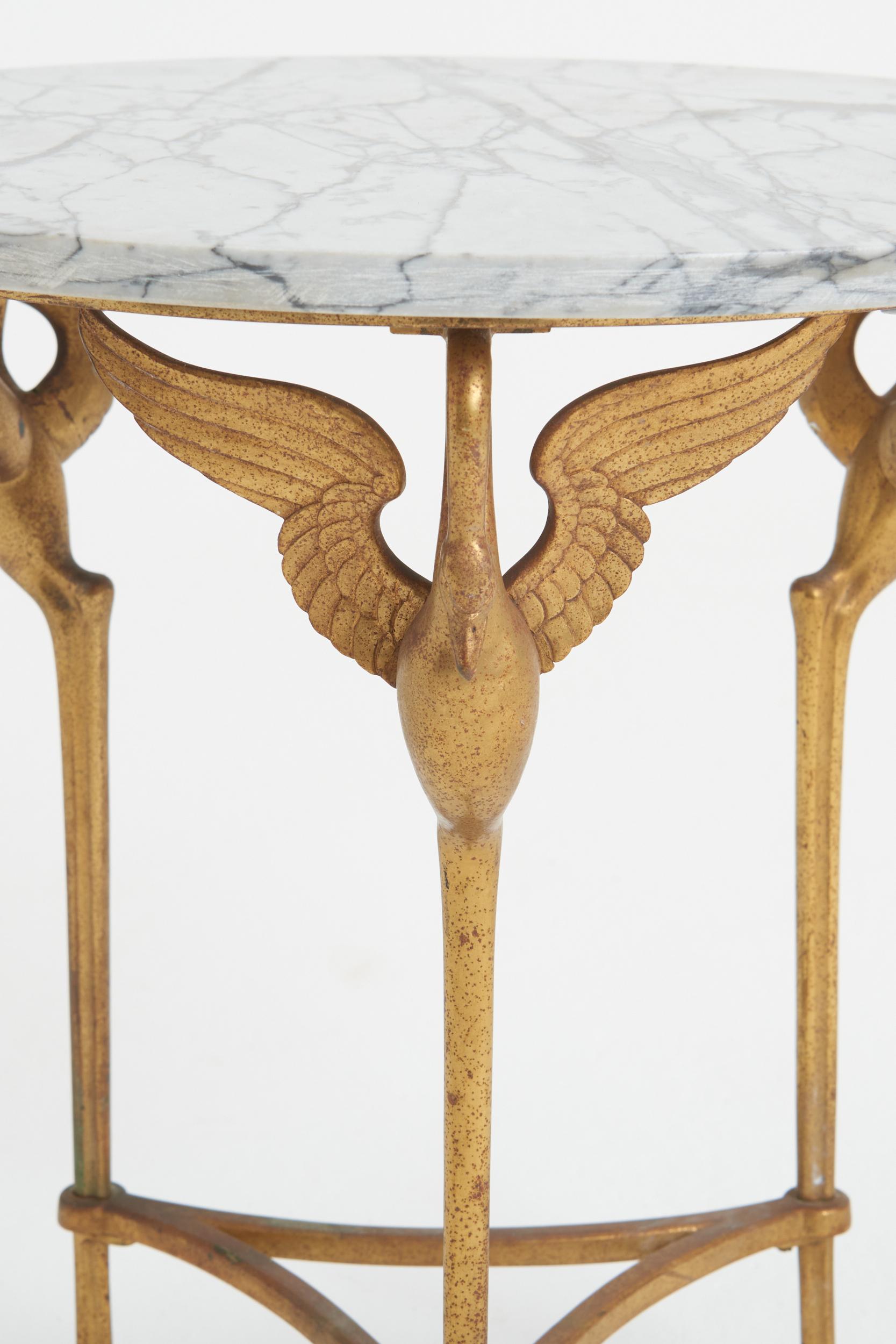 Bronze and Marble Swans Side Table In Good Condition For Sale In London, GB