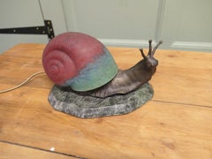 Bronze and Marble Table Lamp in the Shape of a Snail
