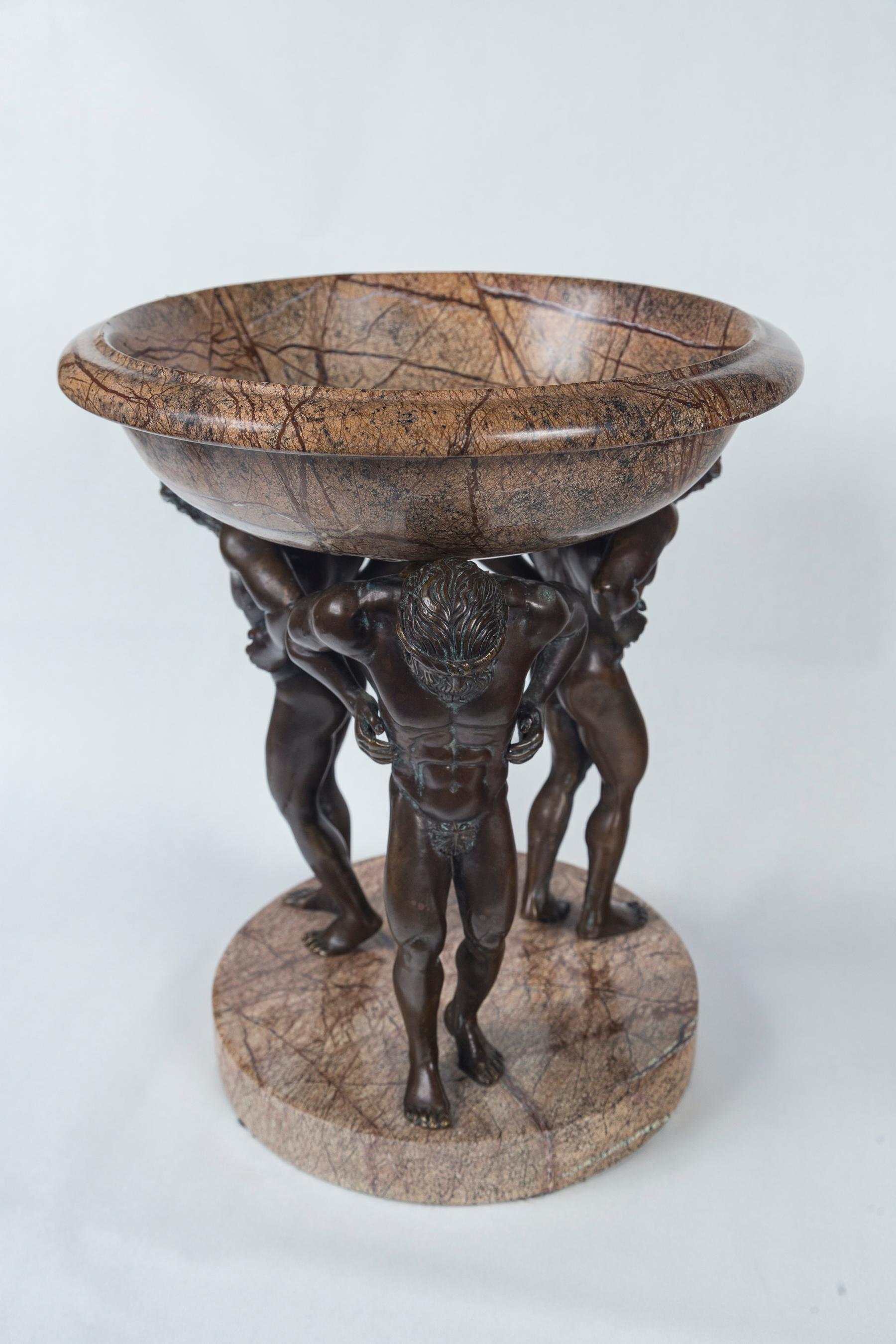 Classical Roman Bronze and Synthetic Marble Tazza For Sale