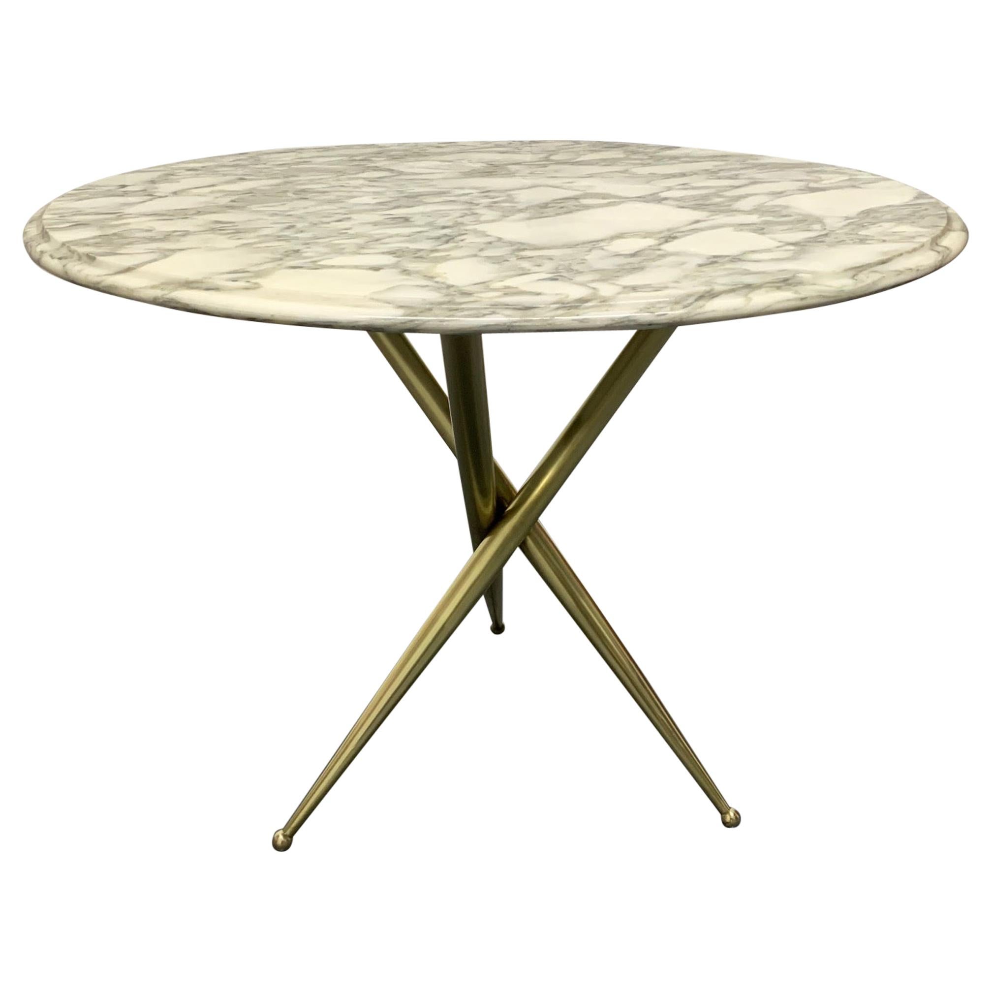 Bronze and Marble-Top Side Table in the Style of Gio Ponti For Sale