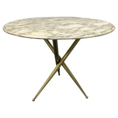 Bronze and Marble-Top Side Table in the Style of Gio Ponti