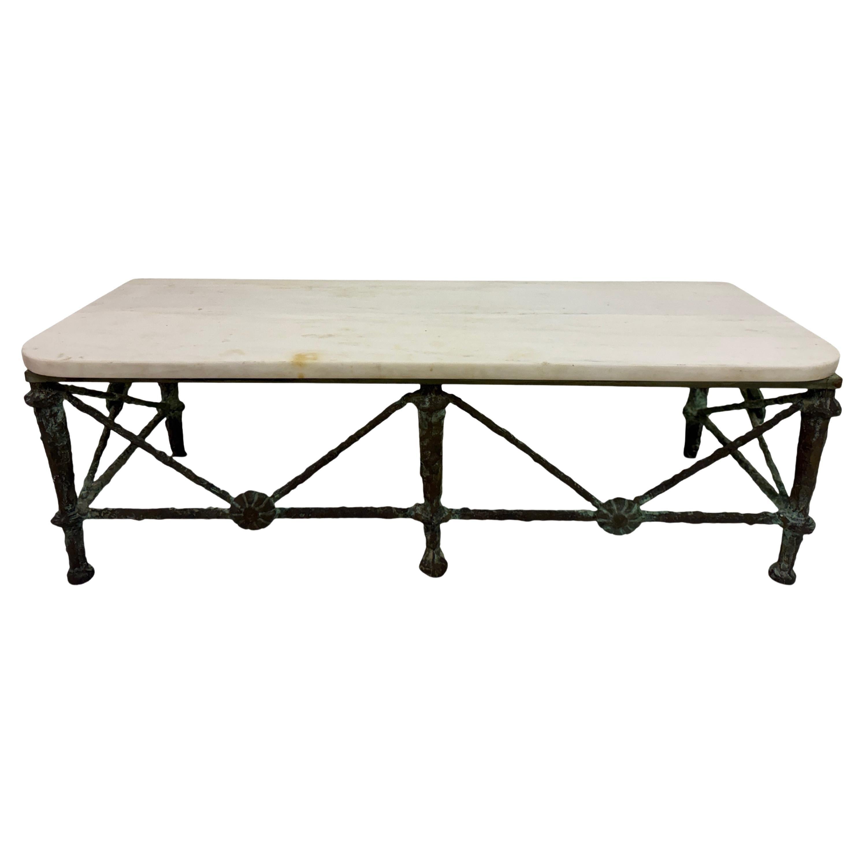 Bronze and Marble Wall Hung Console in the Style of Giacometti