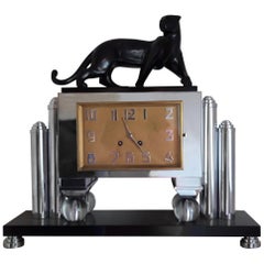 Bronze and Metal Art Deco Clock