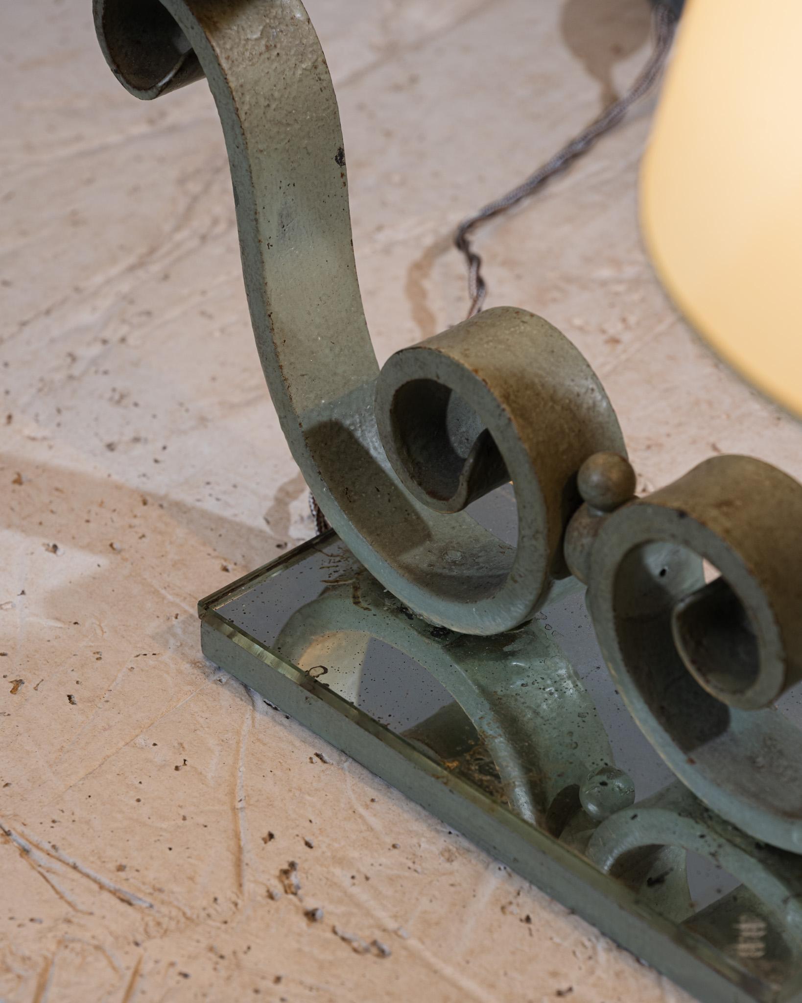 Bronze and Mirrored Table Lamp, 1950s For Sale 4