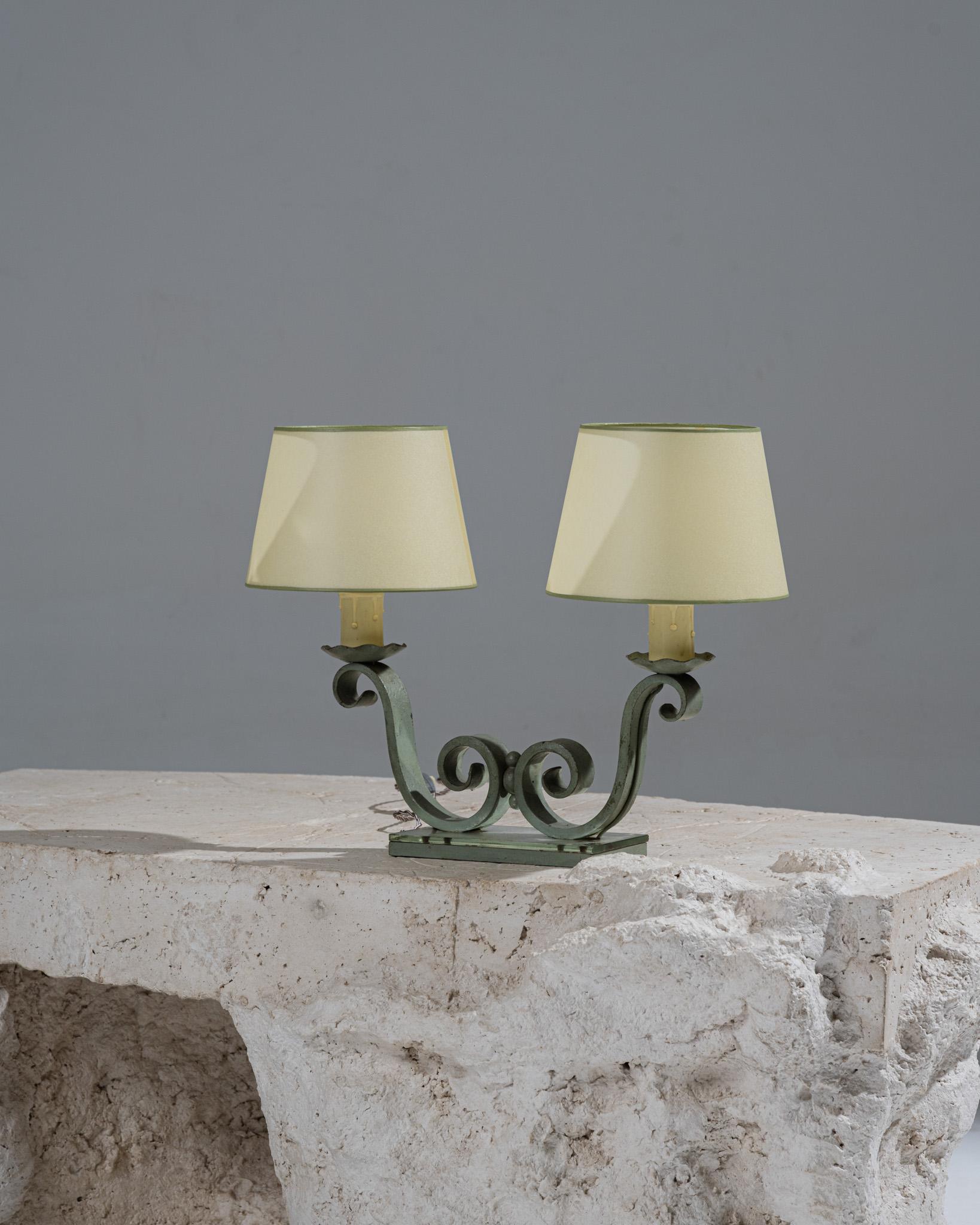 Mid-Century Modern Bronze and Mirrored Table Lamp, 1950s For Sale