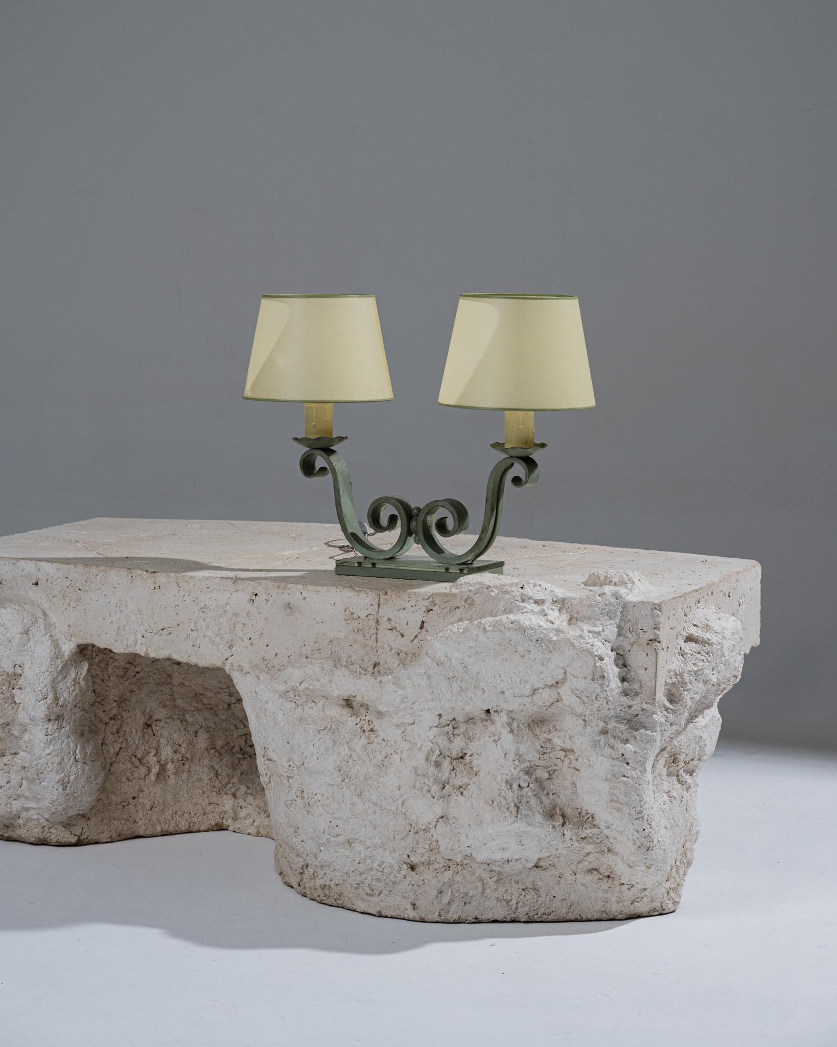 European Bronze and Mirrored Table Lamp, 1950s For Sale