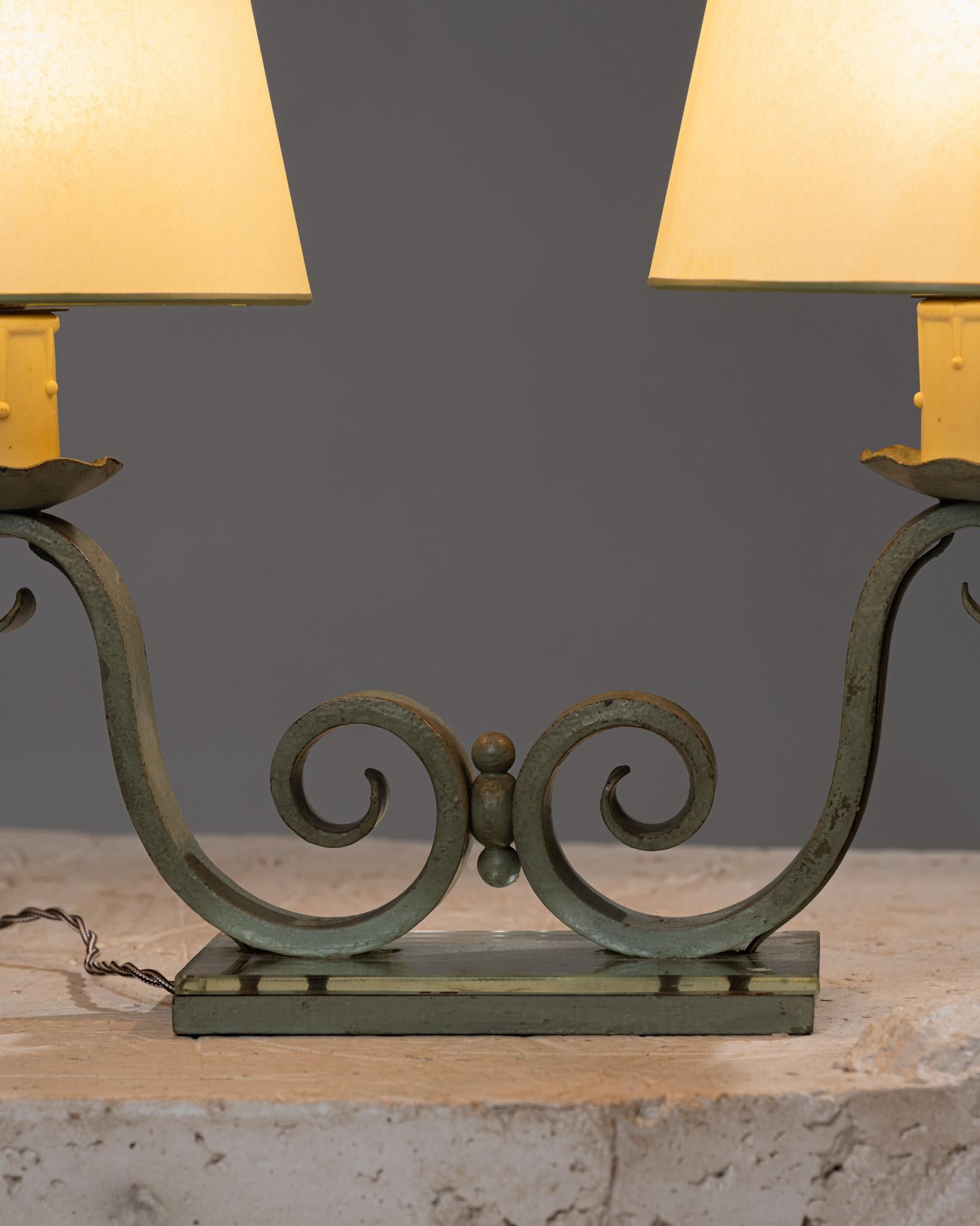 Bronze and Mirrored Table Lamp, 1950s For Sale 1