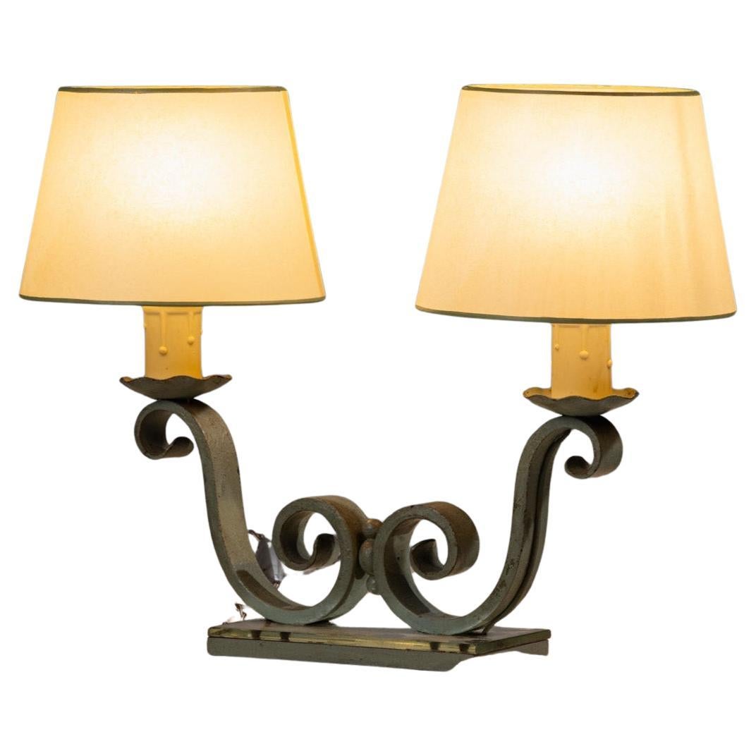 Bronze and Mirrored Table Lamp, 1950s For Sale