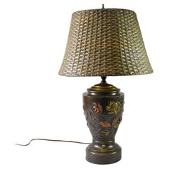 Bronze and Mixed Metal Japanese Lamp