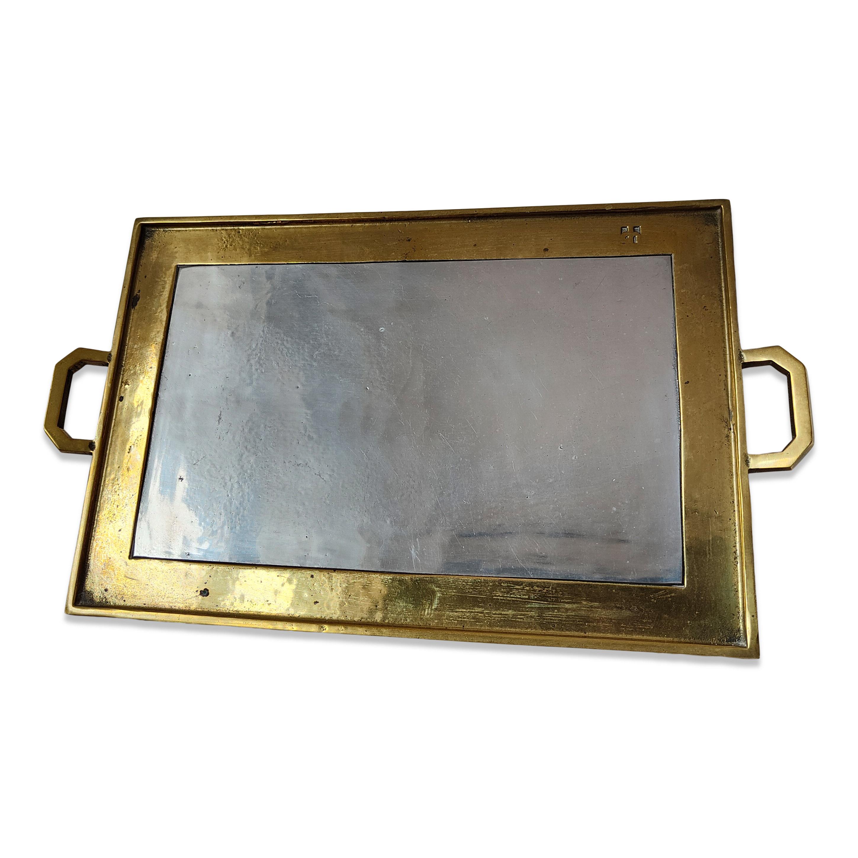 Aluminum Bronze and Mixed Metals Serving Tray by David Marshall, Spain, Late 1970s For Sale