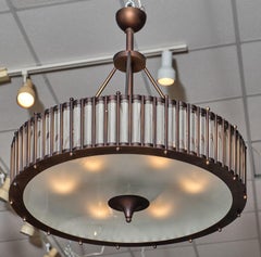 Bronze and Murano Glass Tube Chandelier