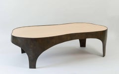 Bronze and Oak coffee table by Jacques Jarrige "Odalisque"