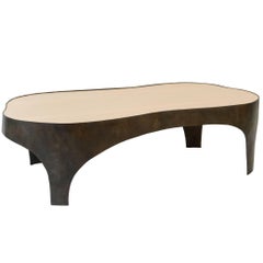 Bronze and Oak coffee table by Jacques Jarrige "Odalisque"